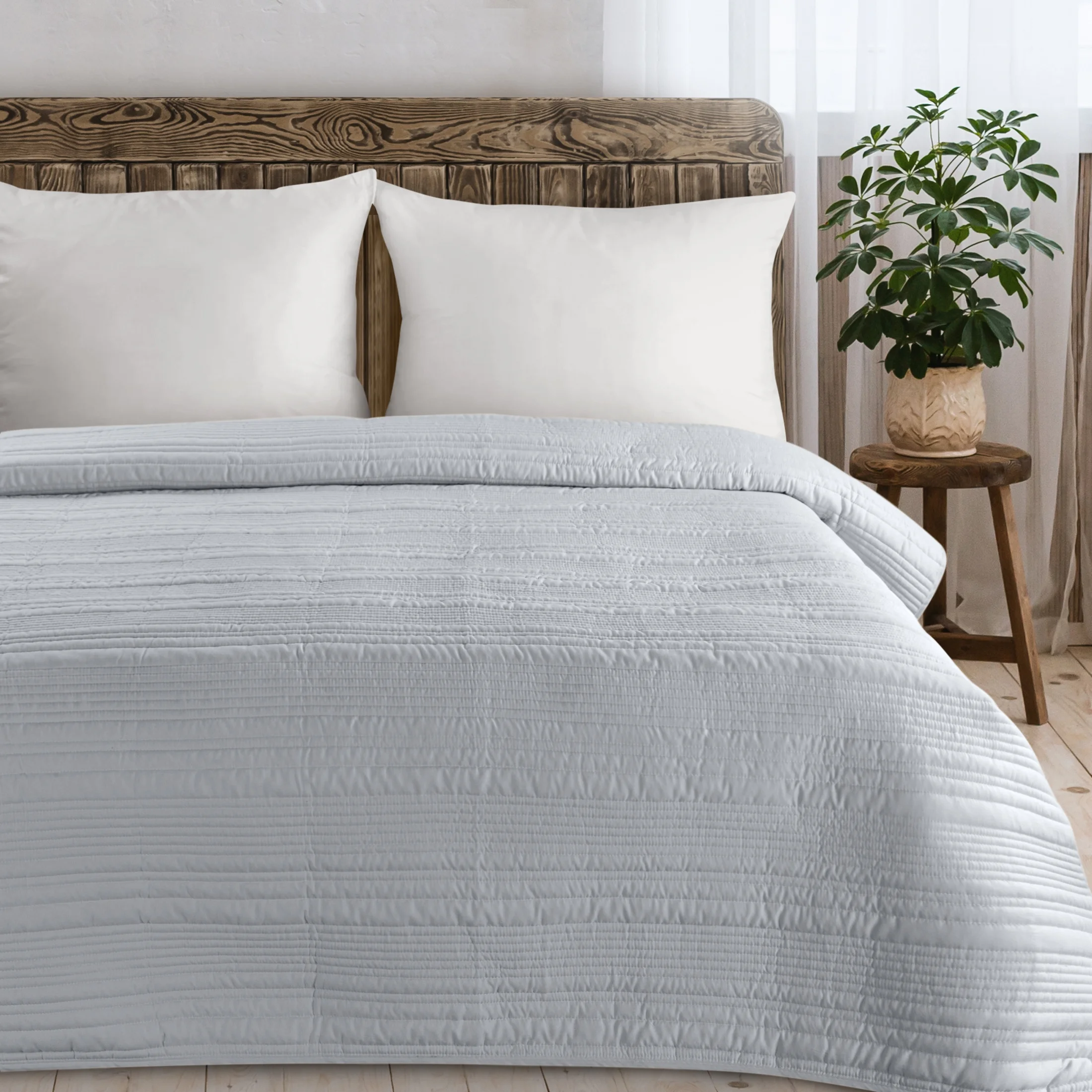 Narzuta matowa srebrna 170x210 cm pikowana metodą tradycyjną TARA Eurofirany Premium | eurofirany