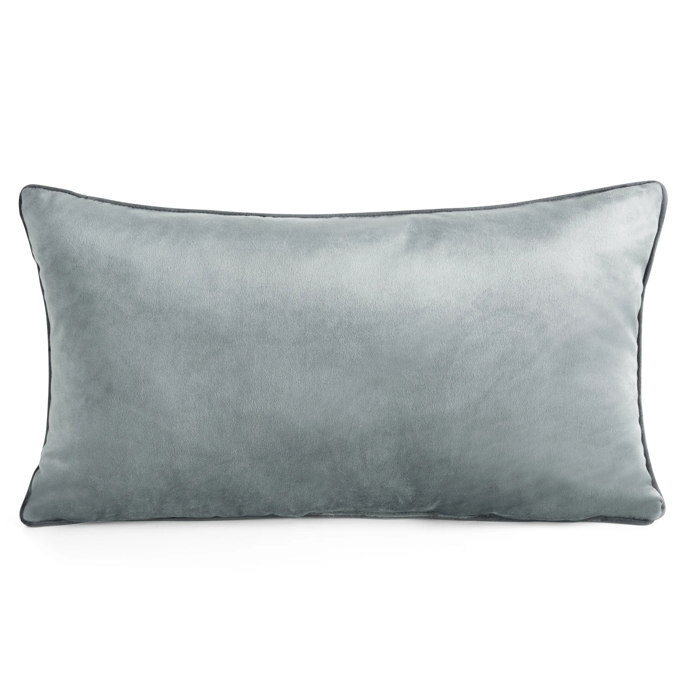 Poduszka 30 x 50 cm welwetowa stalowa z kontrastującą lamówką GAJA 3