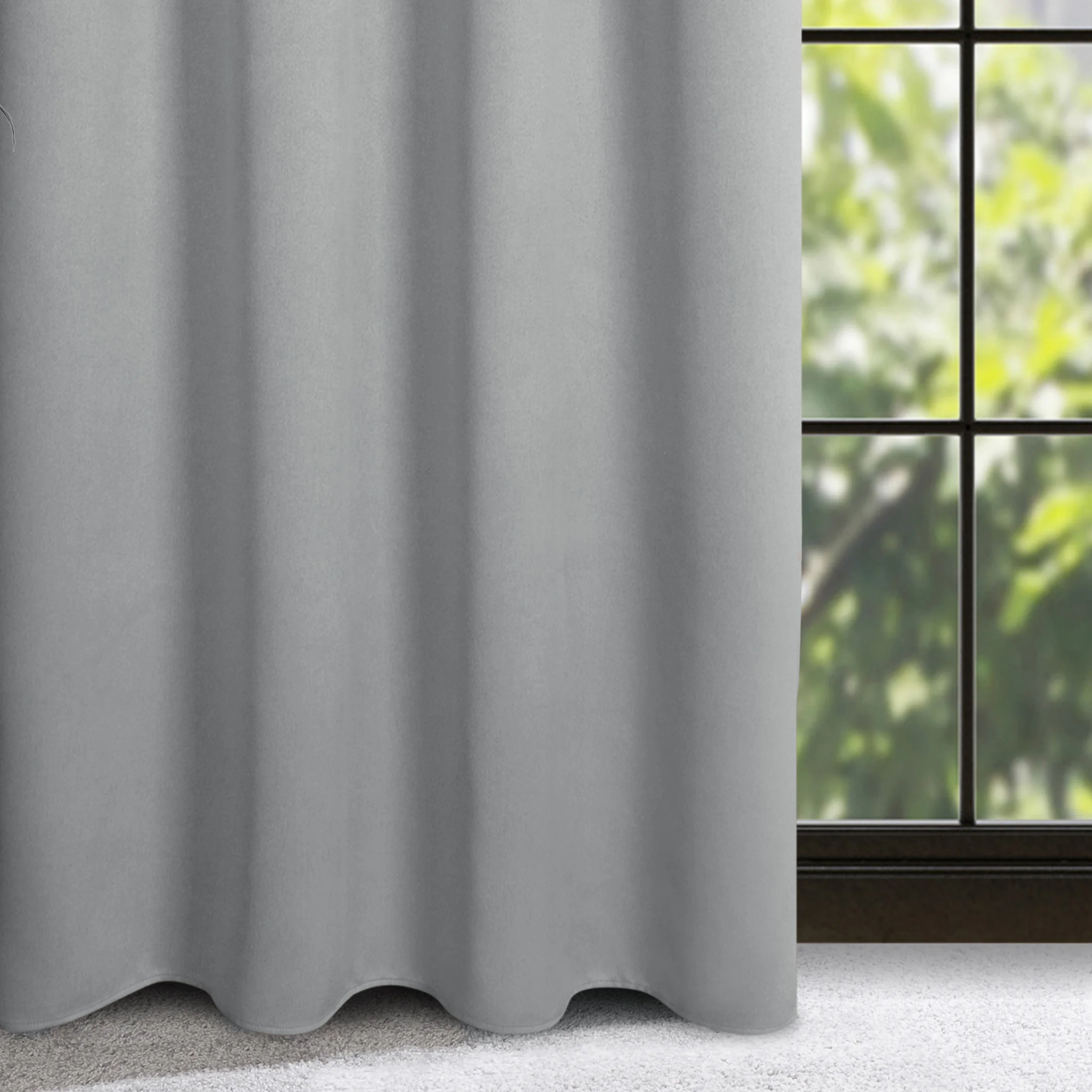 Zasłona srebrna zaciemniająca o strukturalnym wzorze 130x300 cm taśma - CARLO | 