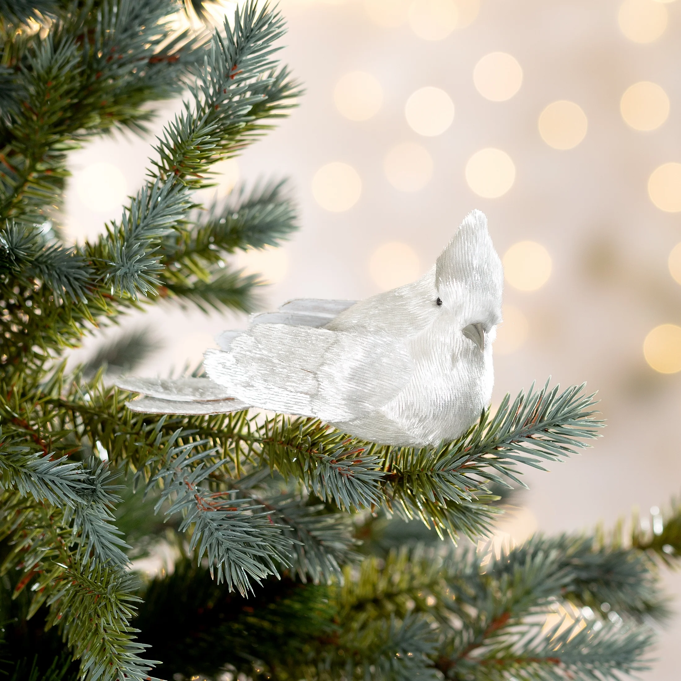 Ozdoba choinkowa PTAK z lśniącego miękkiego materiału, na klipsie |