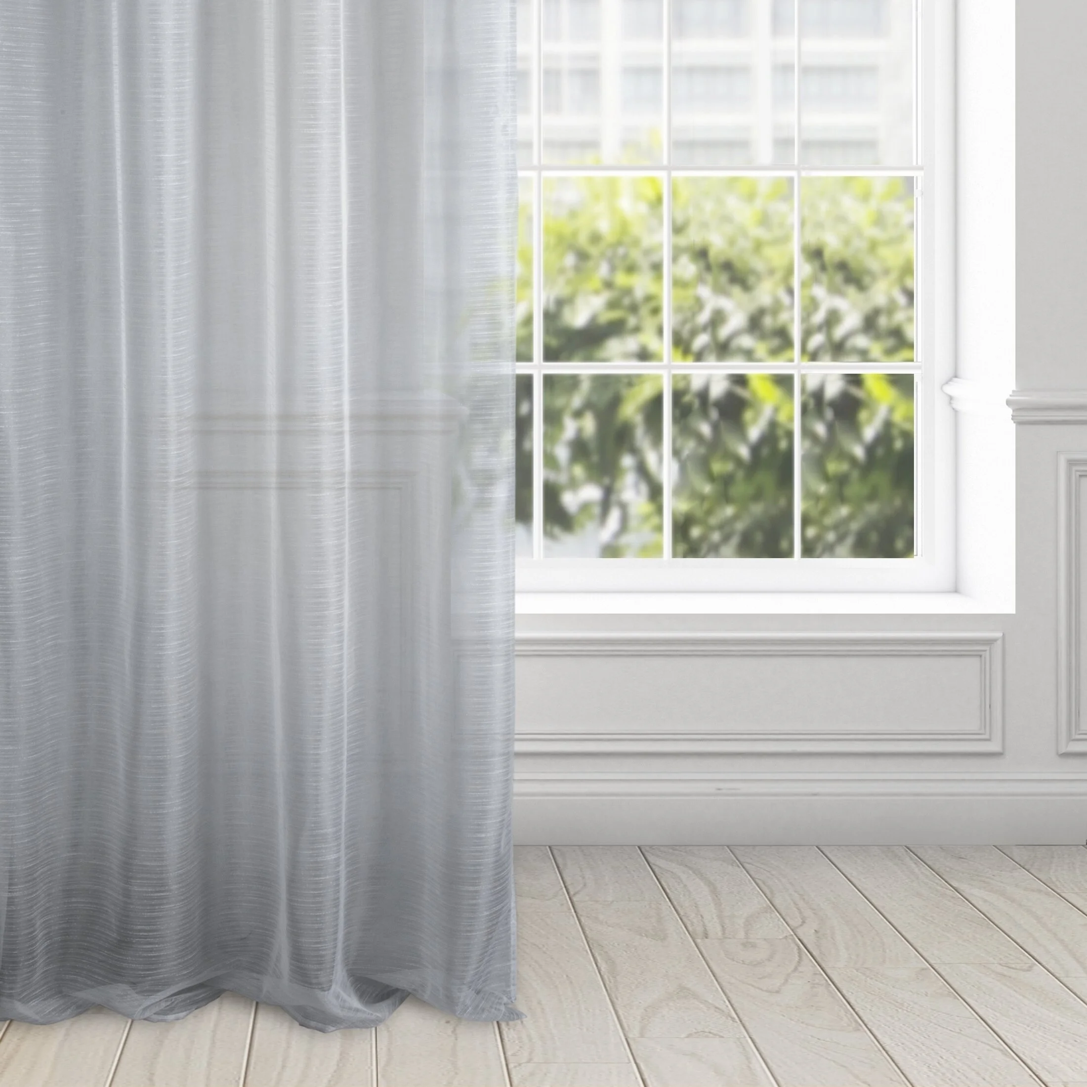 Firana srebrna z etaminy o strukturze deszczyku 140x250 cm przelotka AMIRA | eurofirany