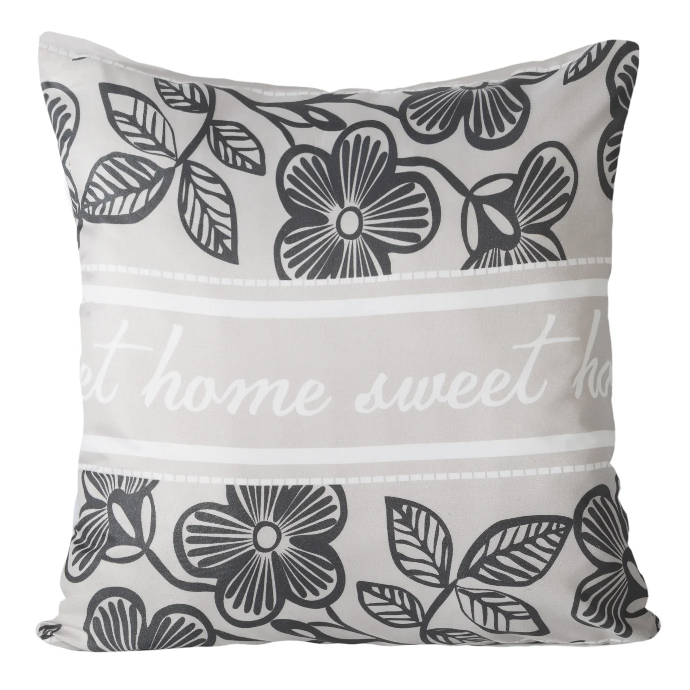 Poszewka na poduszkę 45x45 cm z stalowa graficznym nadrukiem i napisami MARLEY | eurofirany