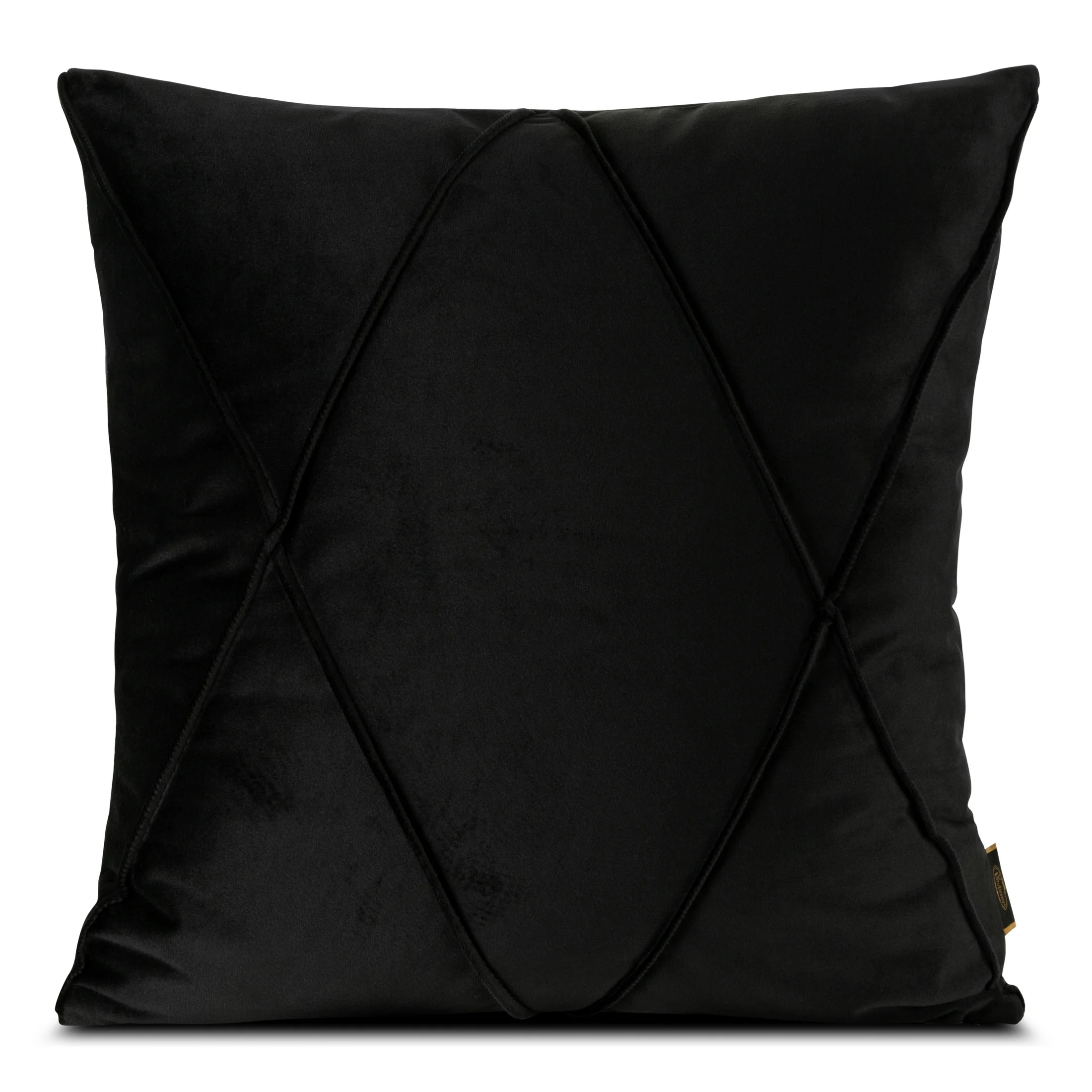 Poszewka na poduszkę 45x45 cm welwetowa czarna z geometrycznym przeszywanym wzorem NALA 1 Eurofirany Premium | 