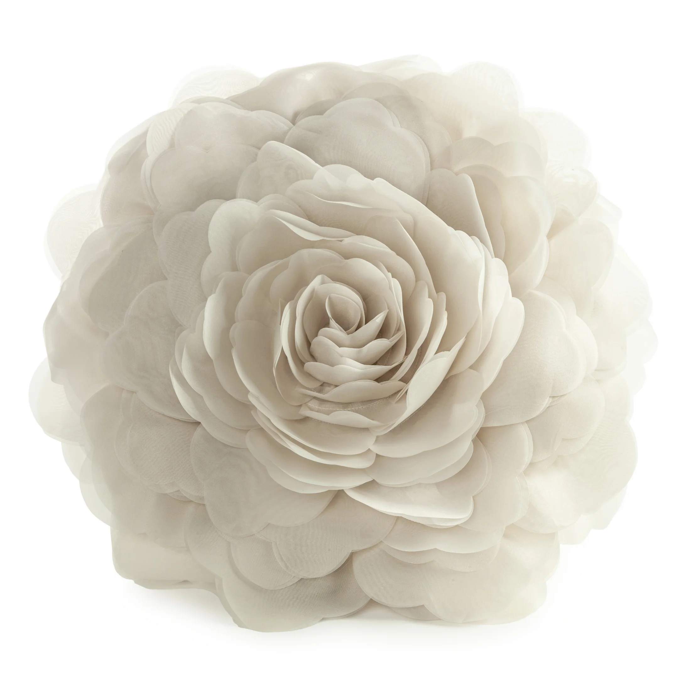 Okrągła poszewka o średnicy 40 cm kremowa z ozdobnym kwiatem 3D FLORES 6 - kolekcja AMAROSA | eurofirany