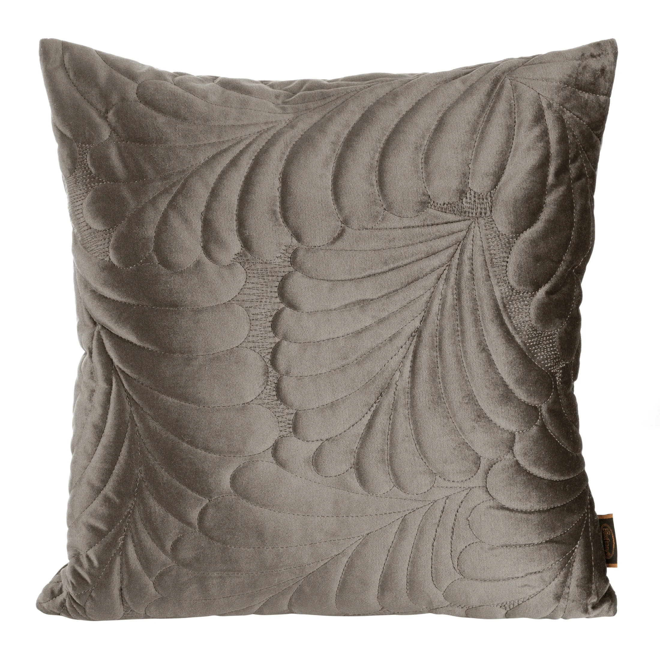 Poszewka na poduszkę 45x45 cm welwetowa, ciemnobeżowa pikowana we wzór liści RIA 4 Eurofirany Premium | eurofirany