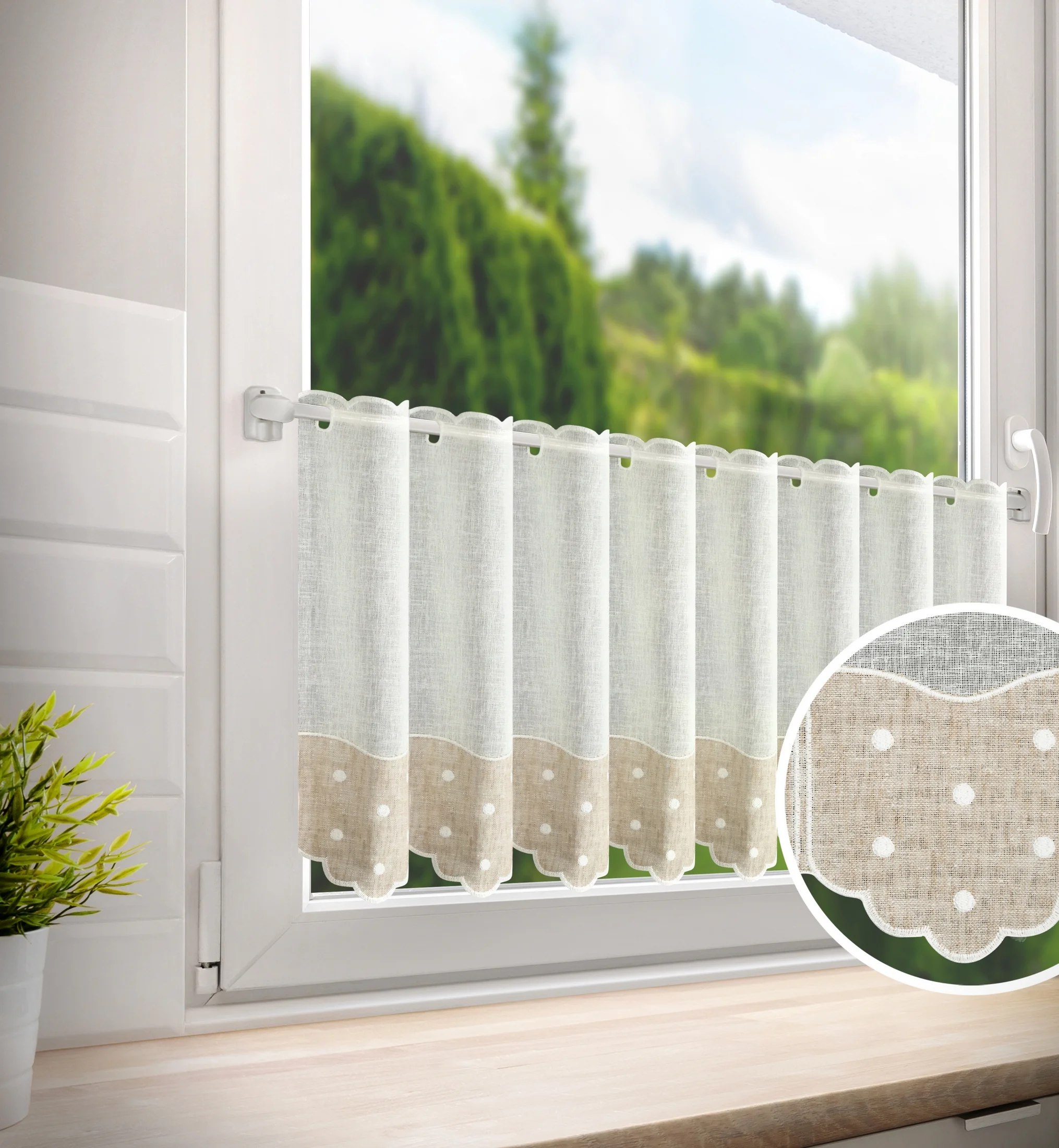 Tkanina firanowa zazdrostka z etaminy z haftem