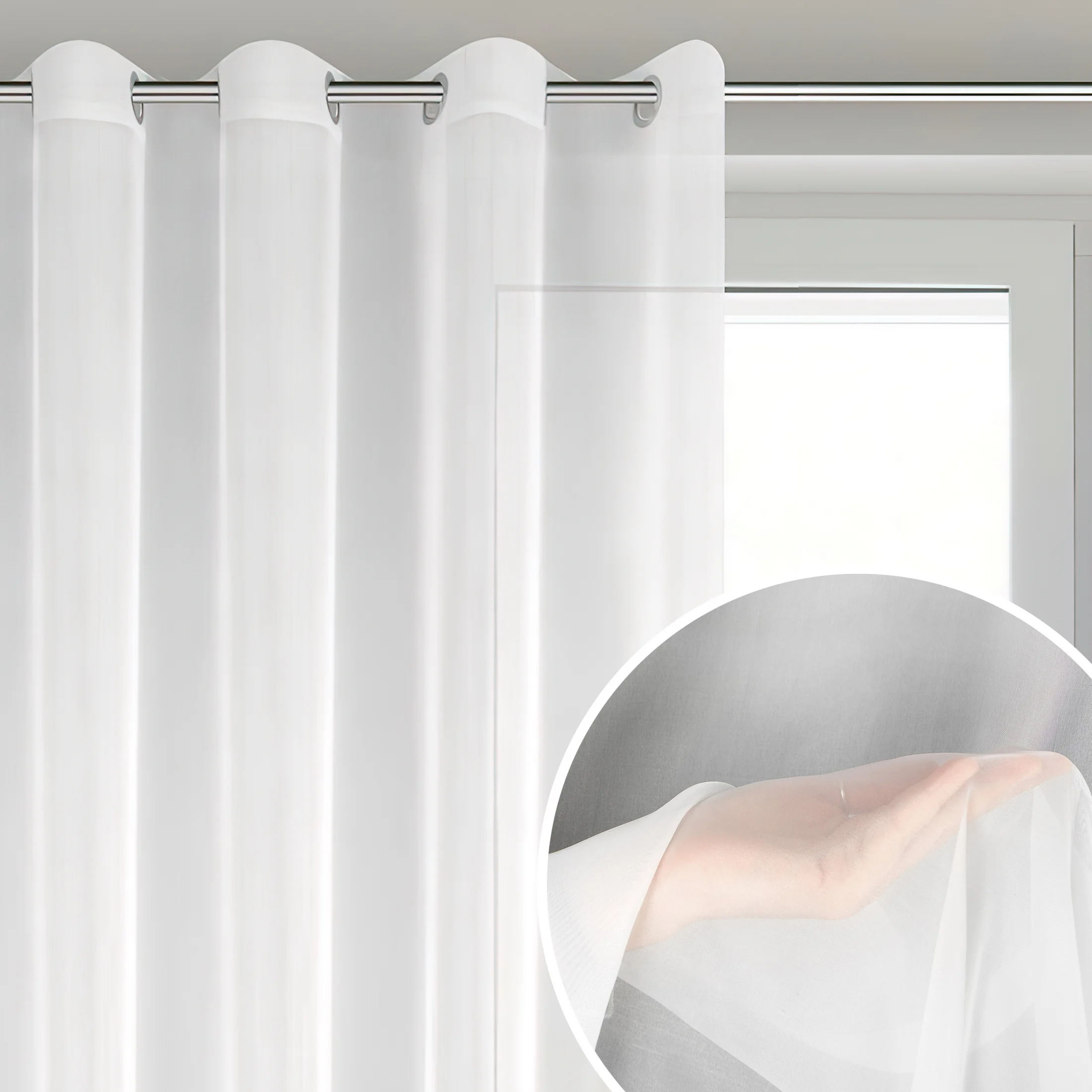 Firana biała z gładkiego matowego woalu 400x250 cm przelotka LUCY | eurofirany