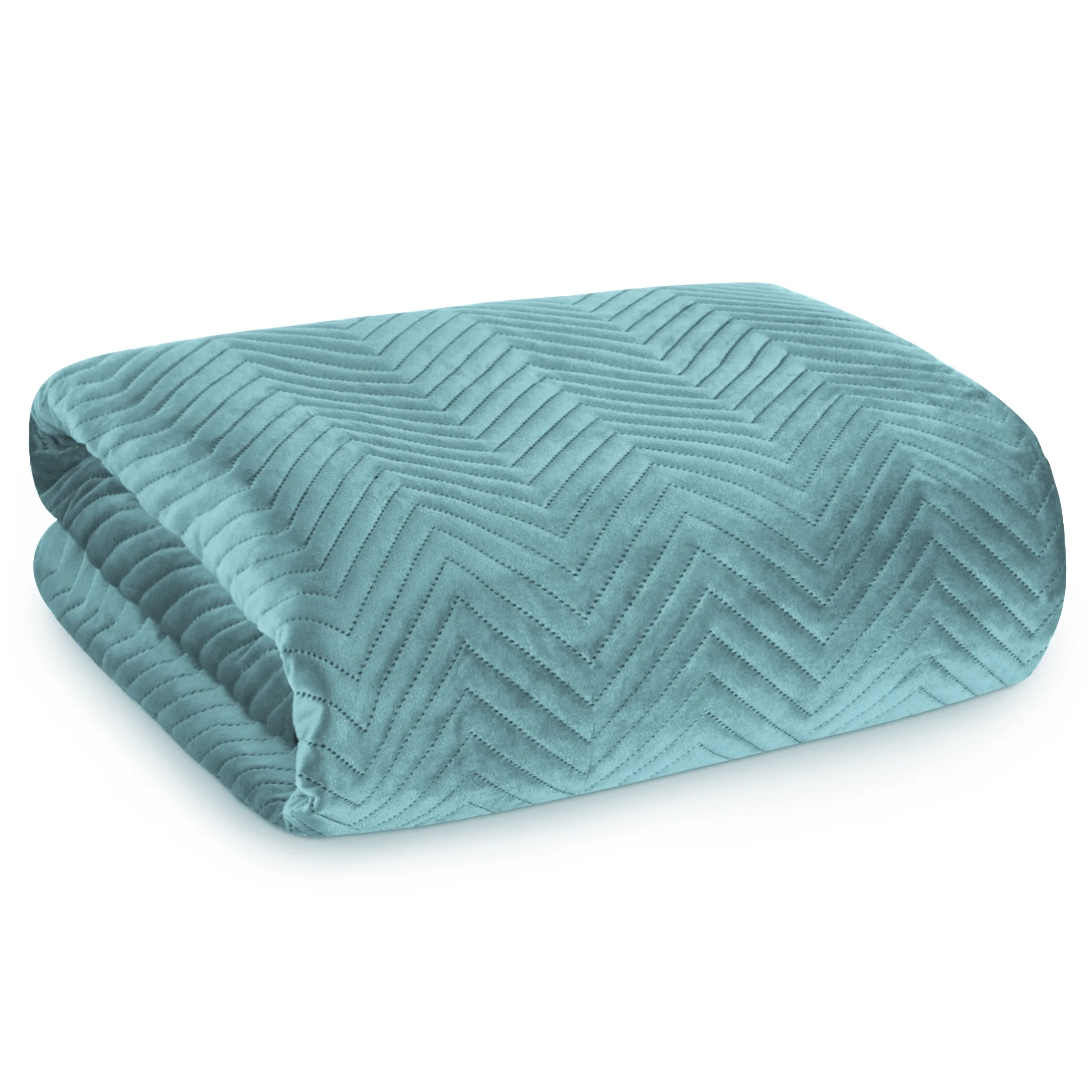 Narzuta welwetowa miętowa 200x220 cm pikowana w jodełkę metodą hot press SOFIA Eurofirany Premium