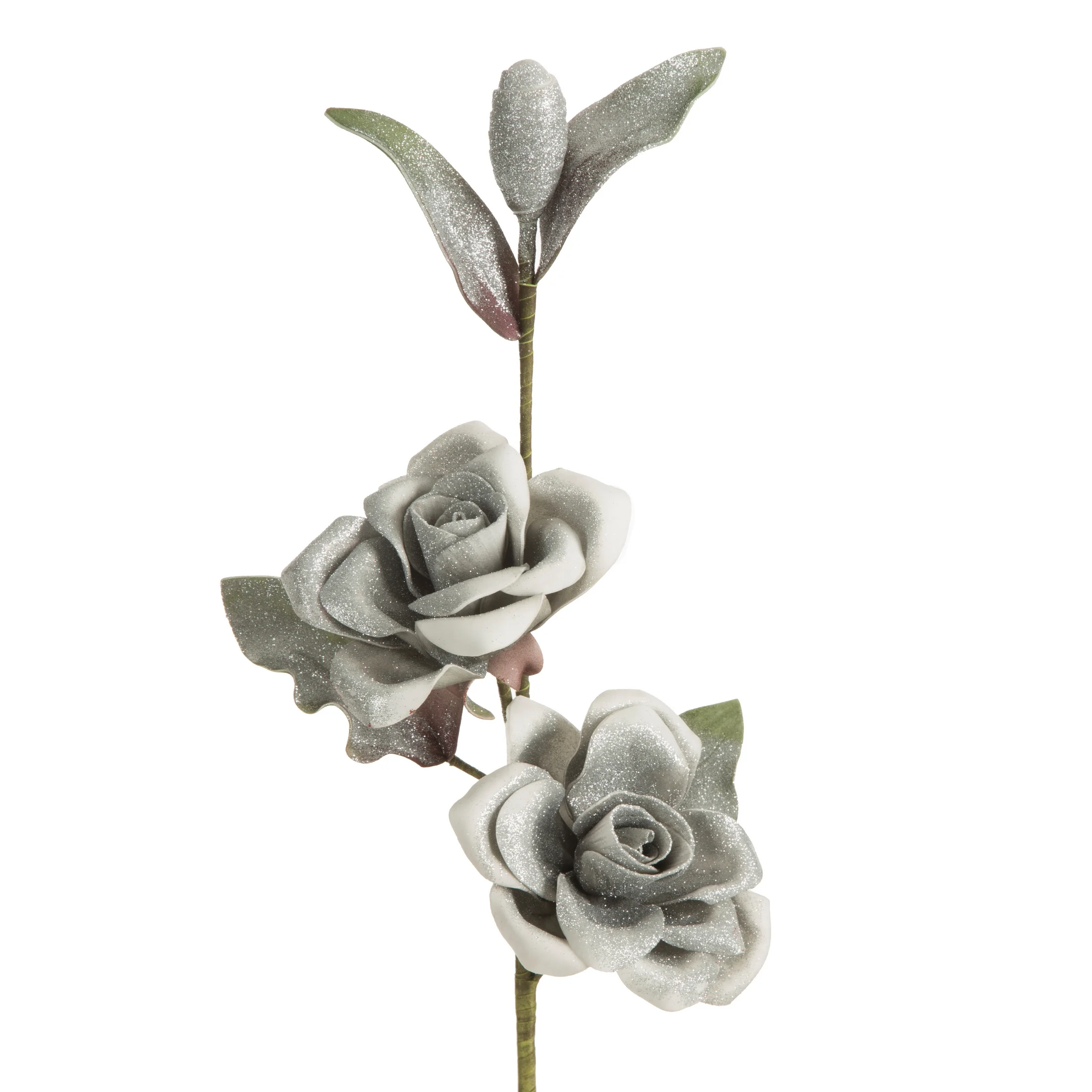 Kwiat sztuczny srebrny z plastycznej pianki foamiran 83 cm