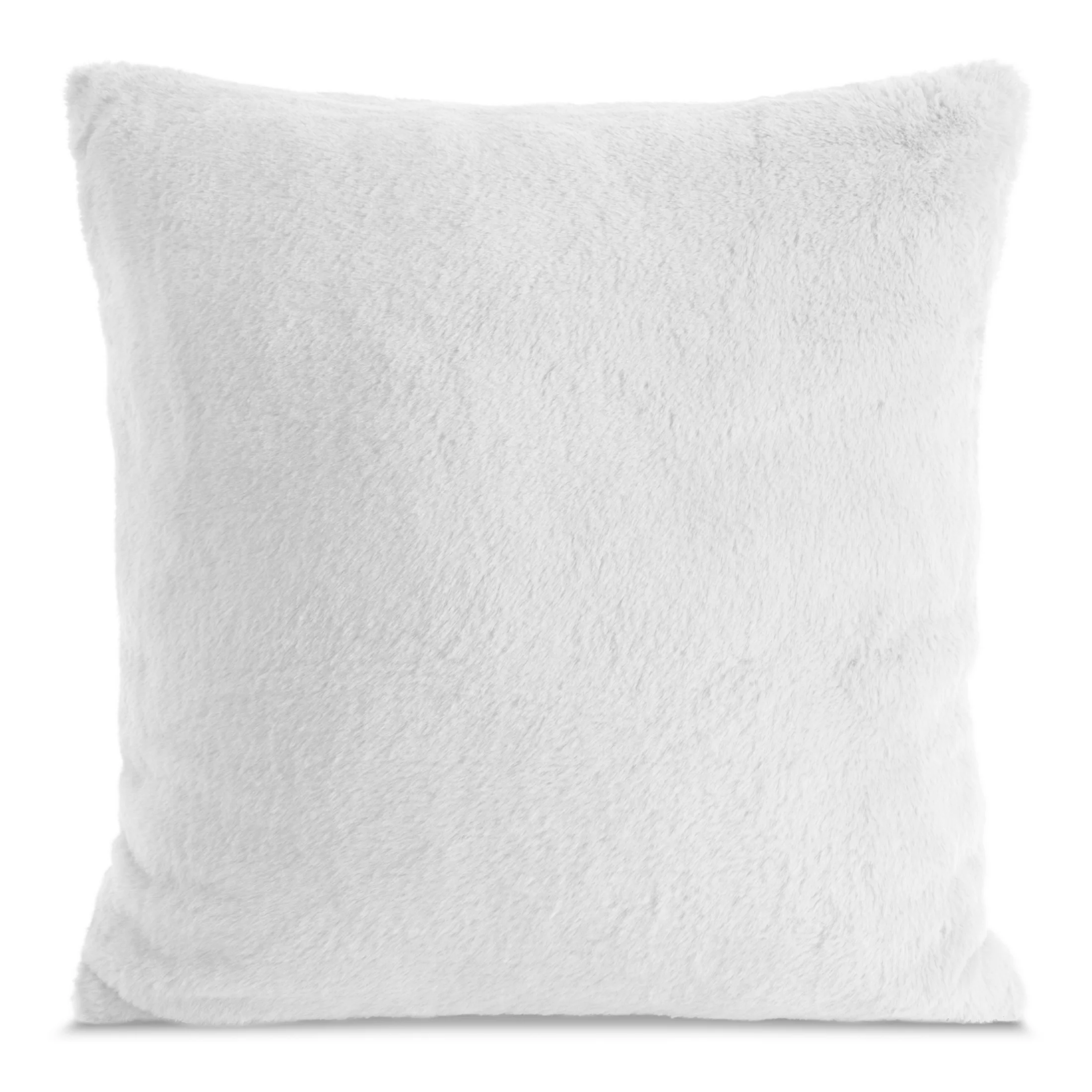 Poszewka na poduszkę 60x60 cm biała z miękkiej futrzanej tkaniny NINA | eurofirany