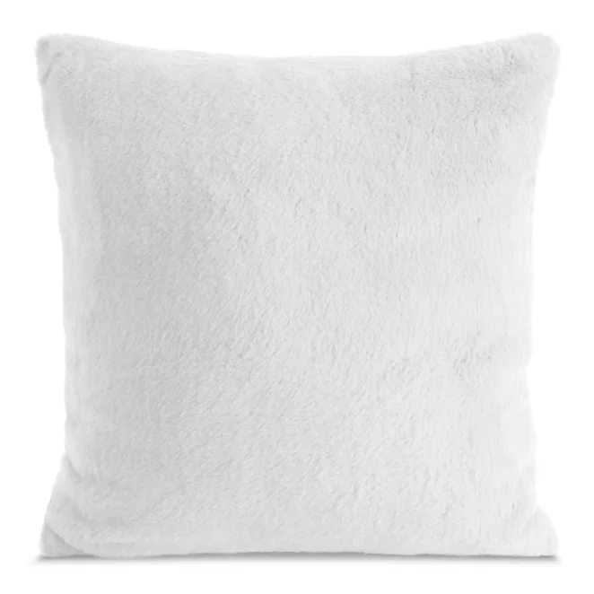 Poszewka na poduszkę 45x45 cm biała z miękkiej futrzanej tkaniny NINA