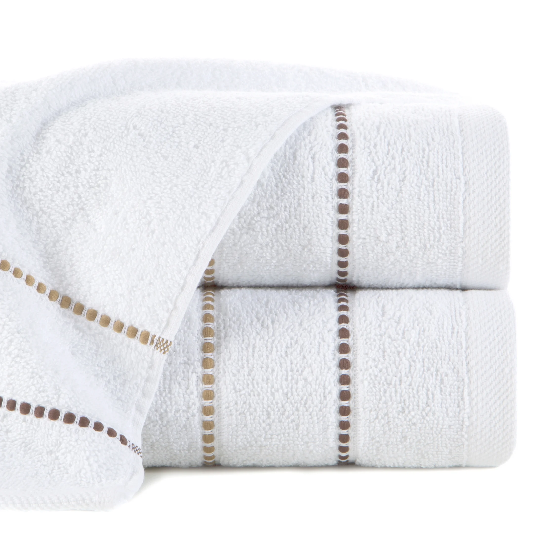 Ręcznik kąpielowy 70x140 cm bawełniany kolor biały z kontrastującymi paseczkami 500 g/m2 SUZI