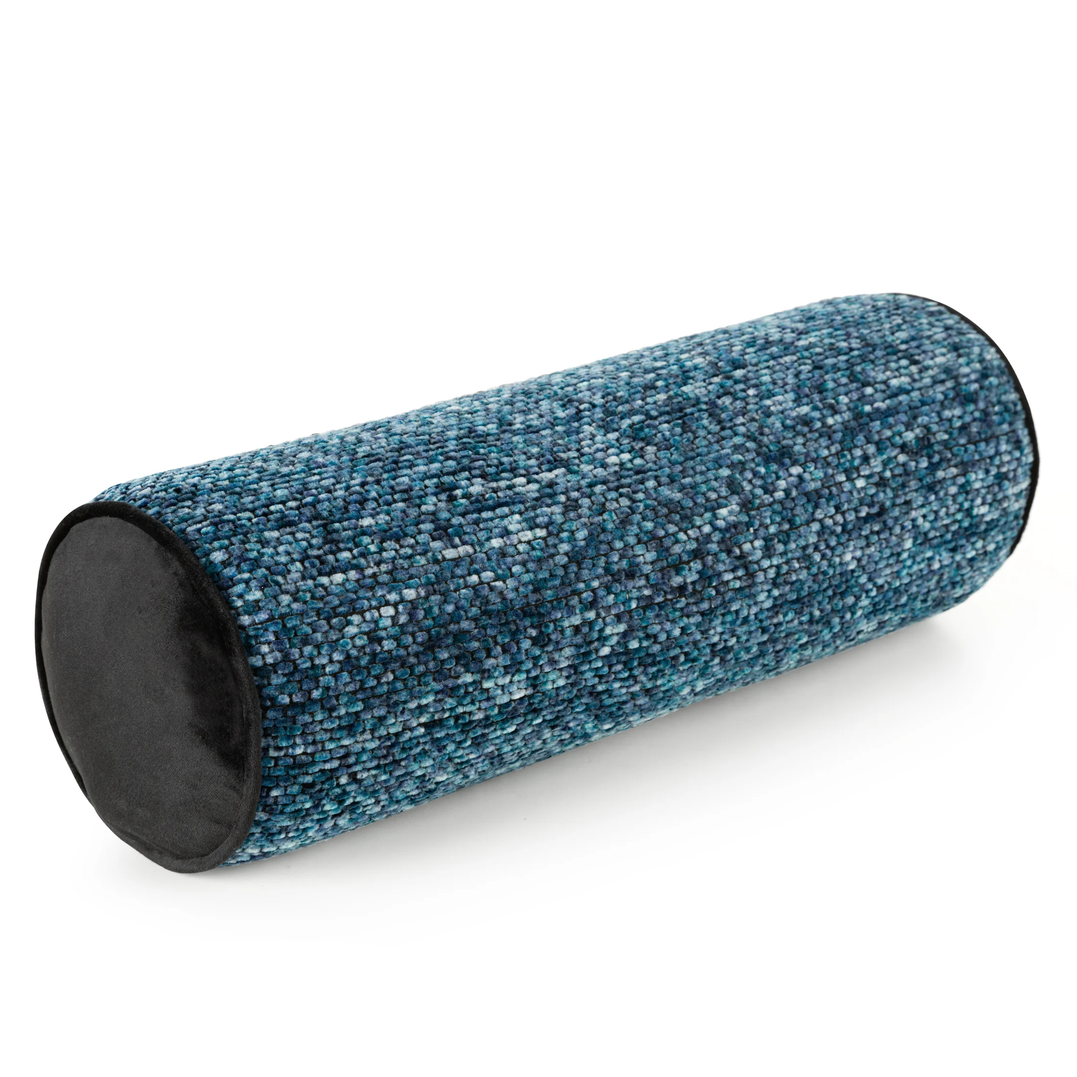 Poduszka dekoracyjna wałek 45 x 15 cm z grubej nici szenilowej niebieska BARI