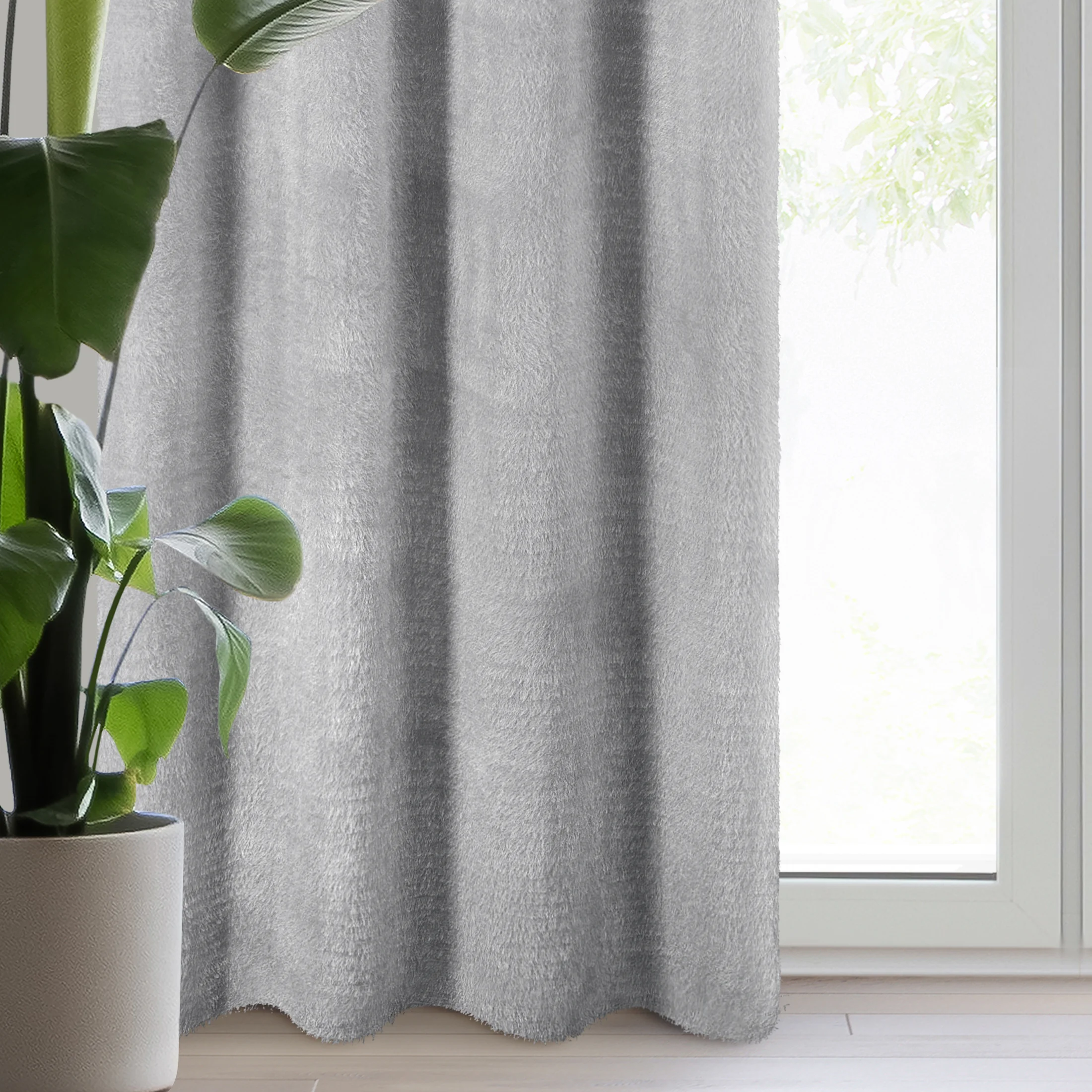 Zasłona srebrna z moherowej tkaniny 140x250 cm przelotka - AGIS | eurofirany