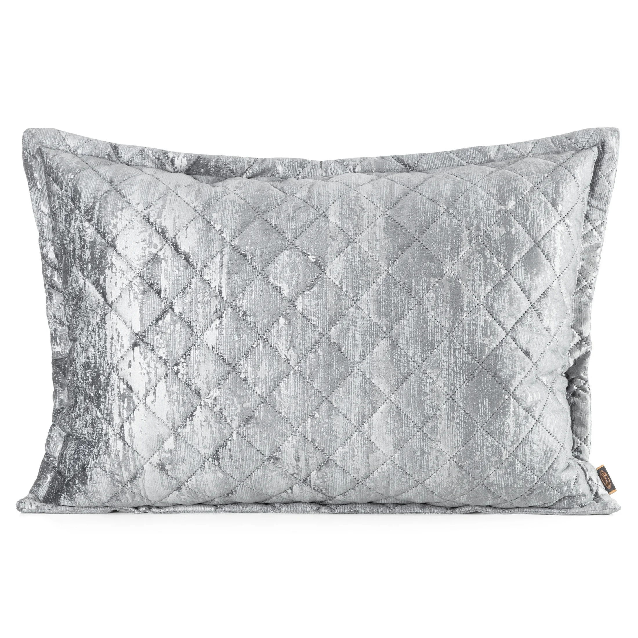 Poszewka na poduszkę 50x70 cm welwetowa srebrna, pikowana metoda hot press zdobiona błyszczącym przecieranym nadrukiem BLINK 43 Eurofirany Premium | eurofirany