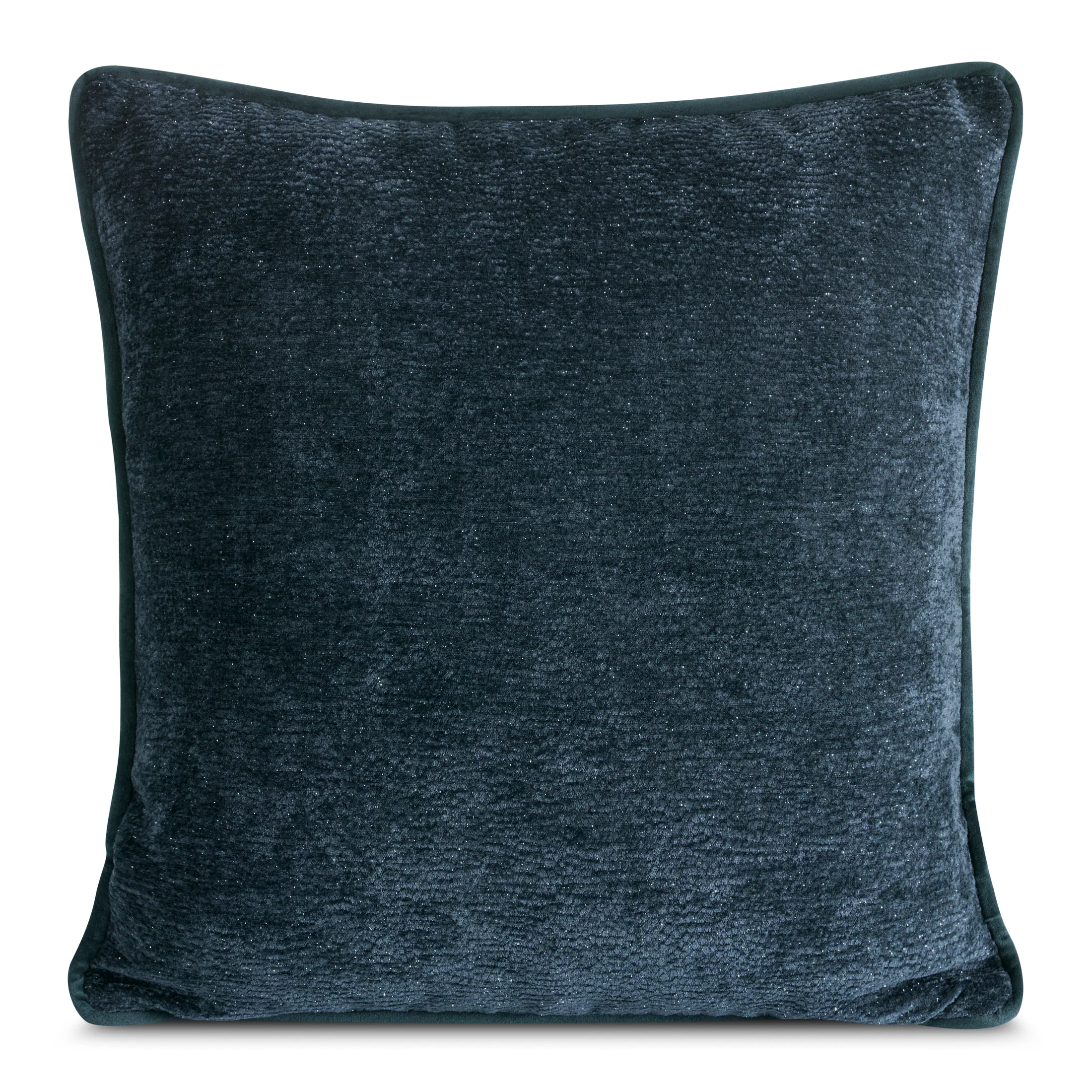 Poszewka na poduszkę 45x45 cm granatowa z szenilowej tkaniny z wypustką na brzegach KLARA 01 | eurofirany
