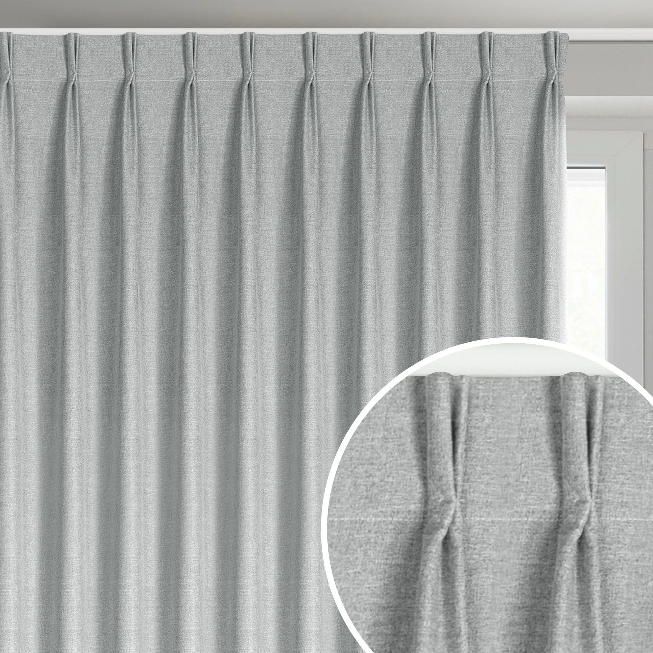 Zasłona srebrna z 100% zaciemniającej tkaniny typu blackout 125x270 cm (wymiar podany na gotowo) system flex - NELISA | eurofirany