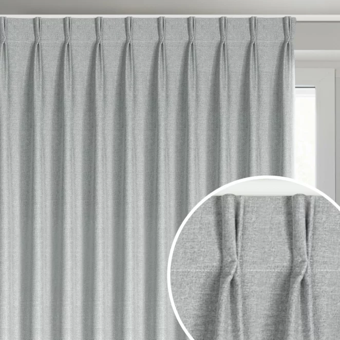 Zasłona srebrna z 100% zaciemniającej tkaniny typu blackout 125x270 cm (wymiar podany na gotowo) system flex - NELISA