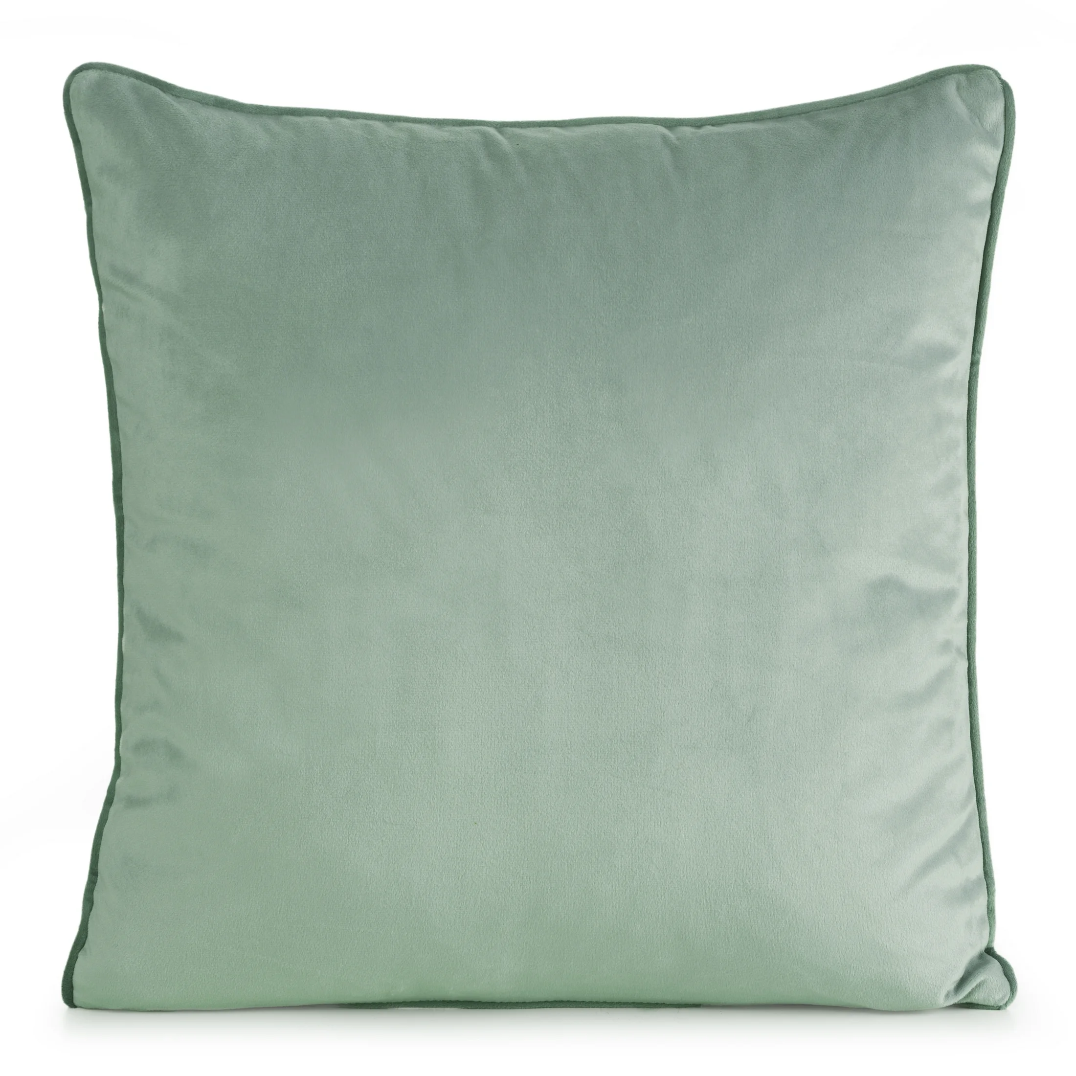 Poszewka na poduszkę 45x45 cm welwetowa kolor ciemnomiętowy o delikatnym połysku z ozdobną lamówką GAJA 2 | eurofirany