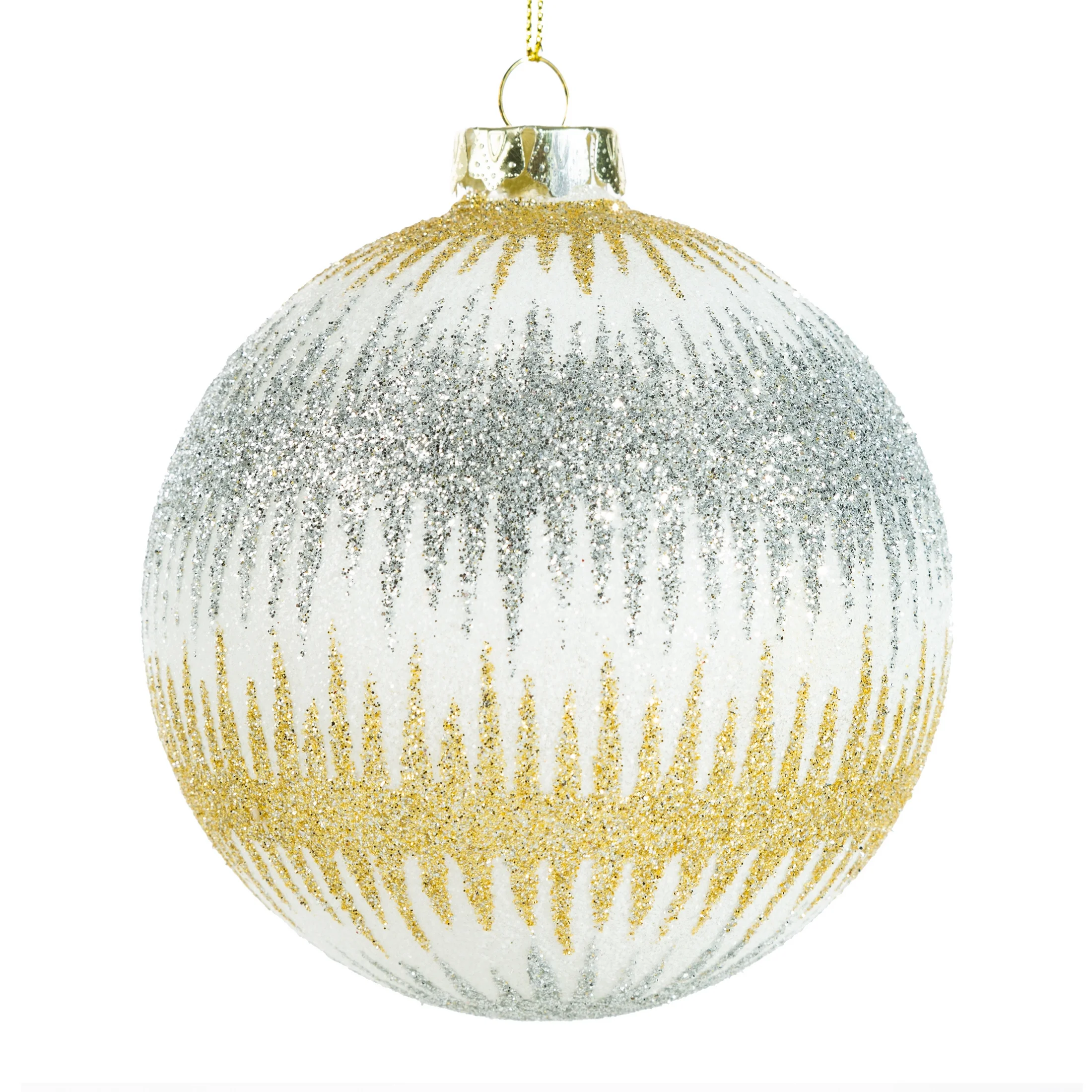 Szklana bombka ręcznie zdobiona lśniącym wzorem | eurofirany