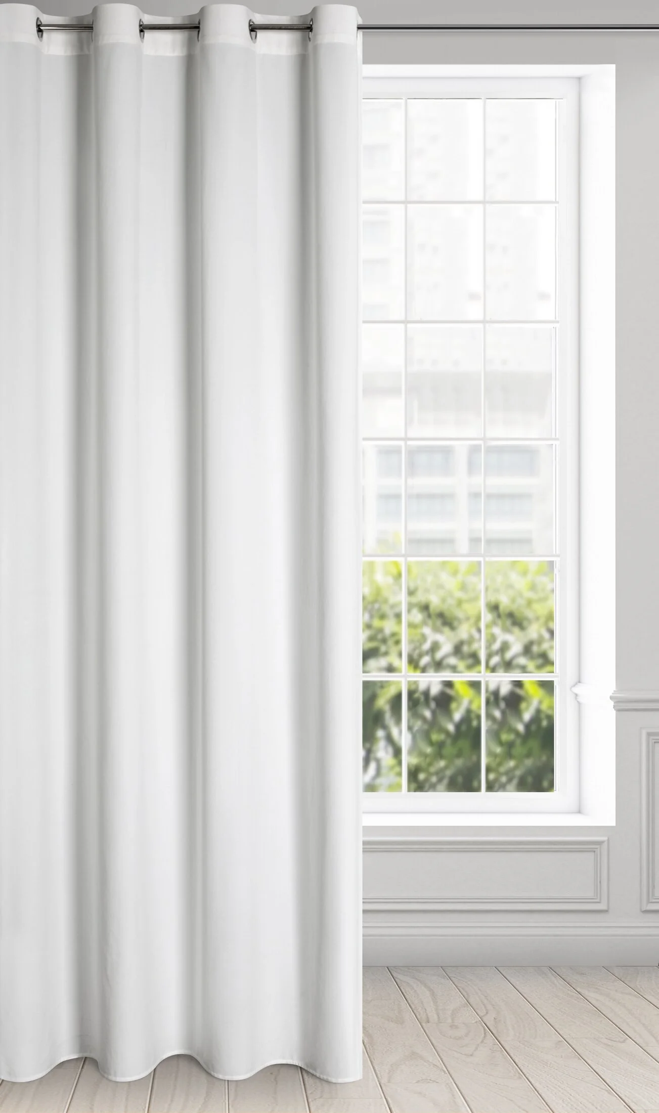 Zasłona welwetowa biała gładka 140x250 cm przelotka - PIERRE