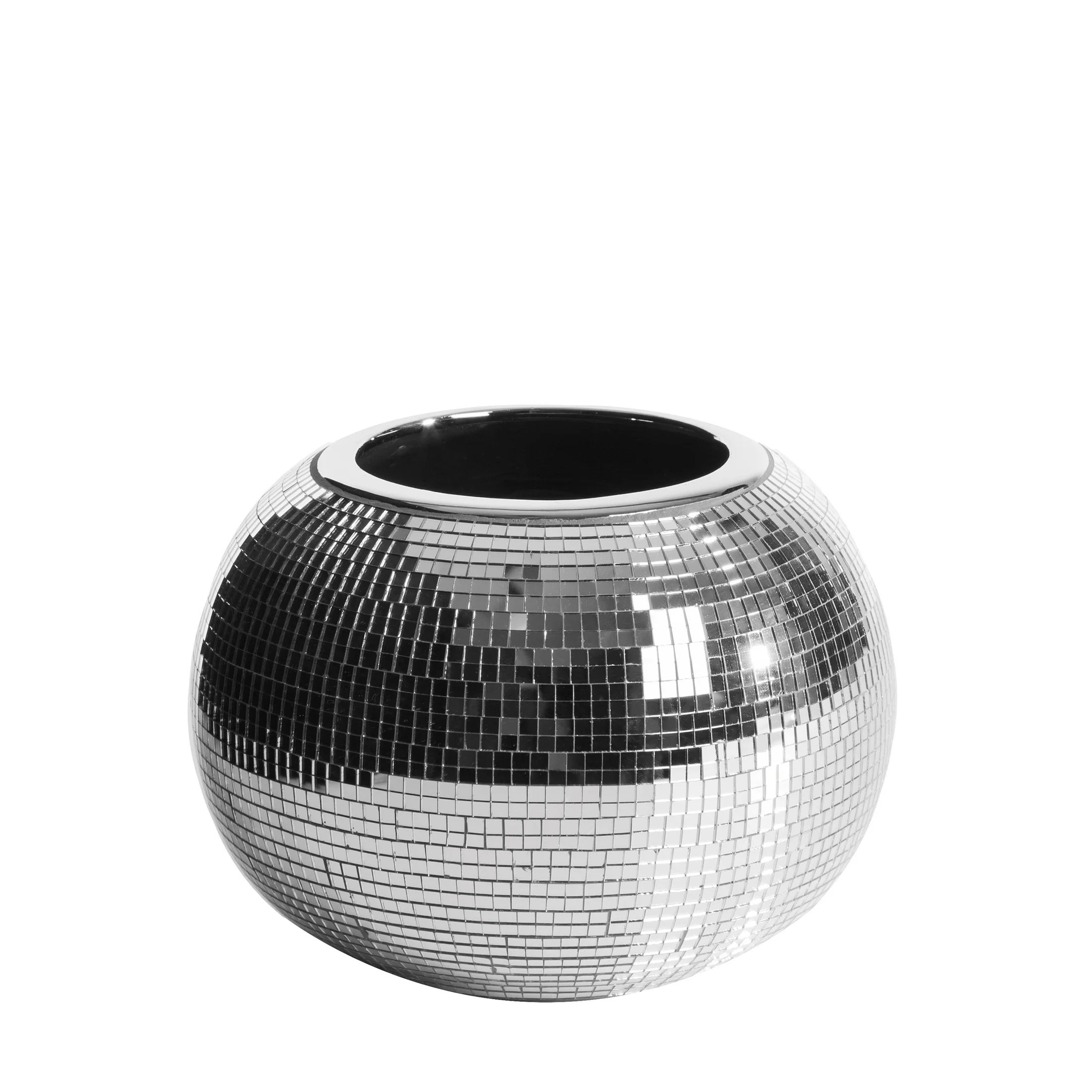 Wazon ceramiczny dekorowany lusterkami w stylu glamour srebrny |