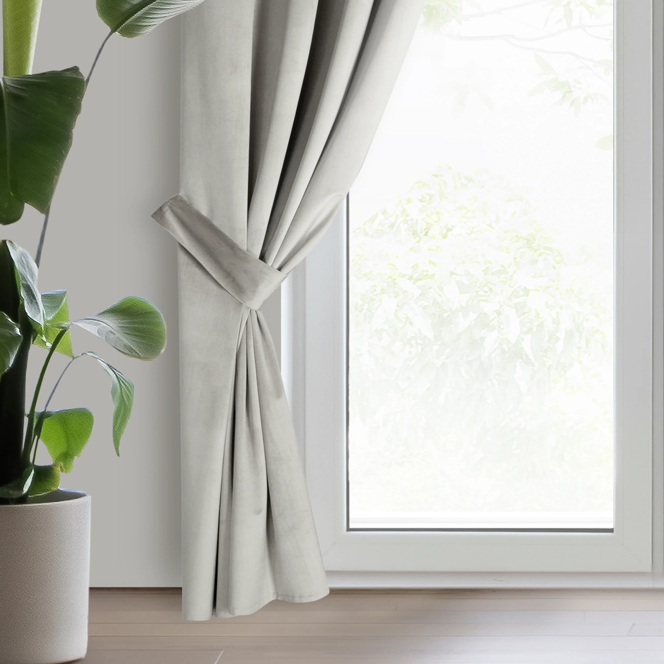 Zasłona welwetowa popielata, troczek w zestawie 140x270 cm przelotka - ANTARA | eurofirany