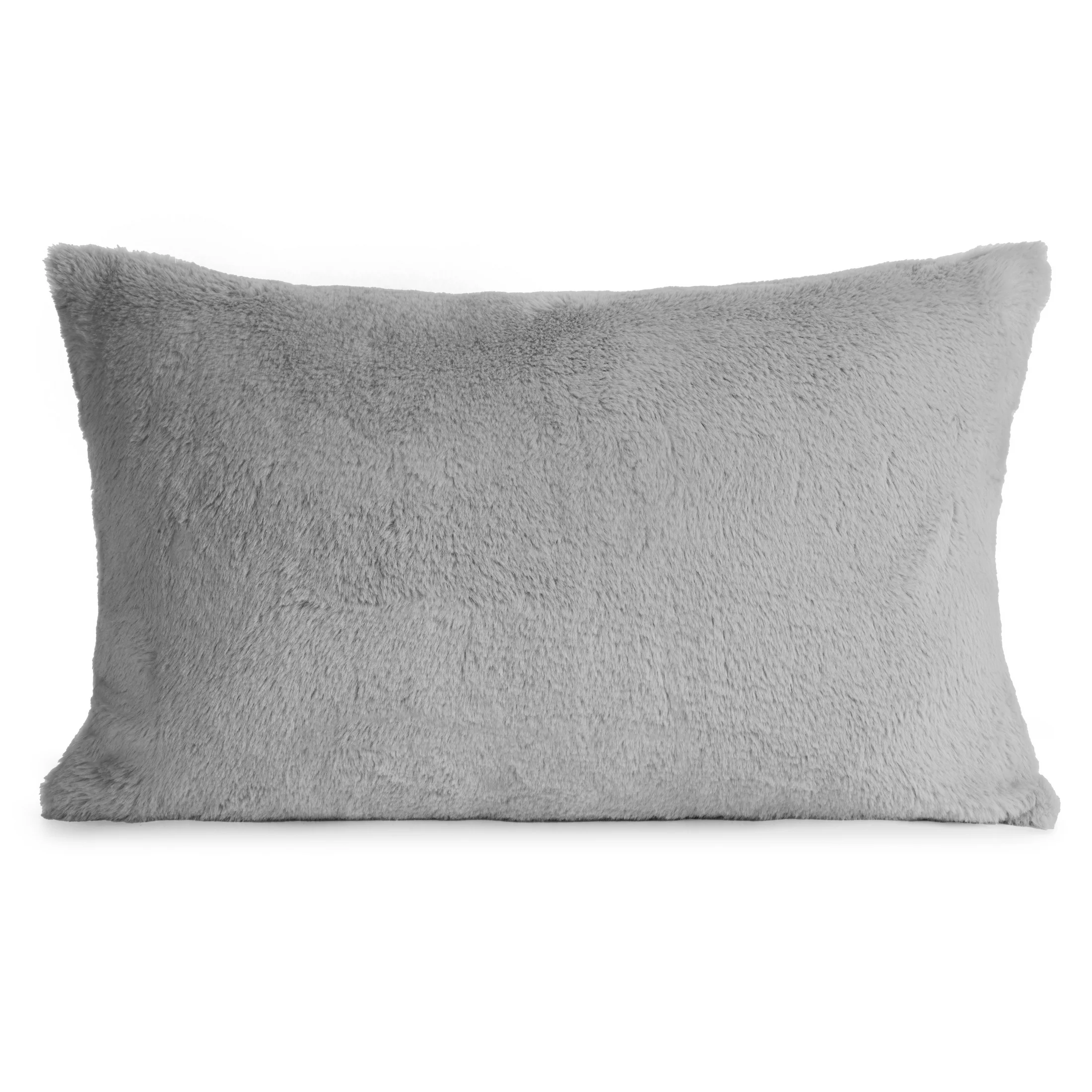 Poszewka na poduszkę 30x50 cm srebrna z miękkiej futrzanej tkaniny NINA | eurofirany