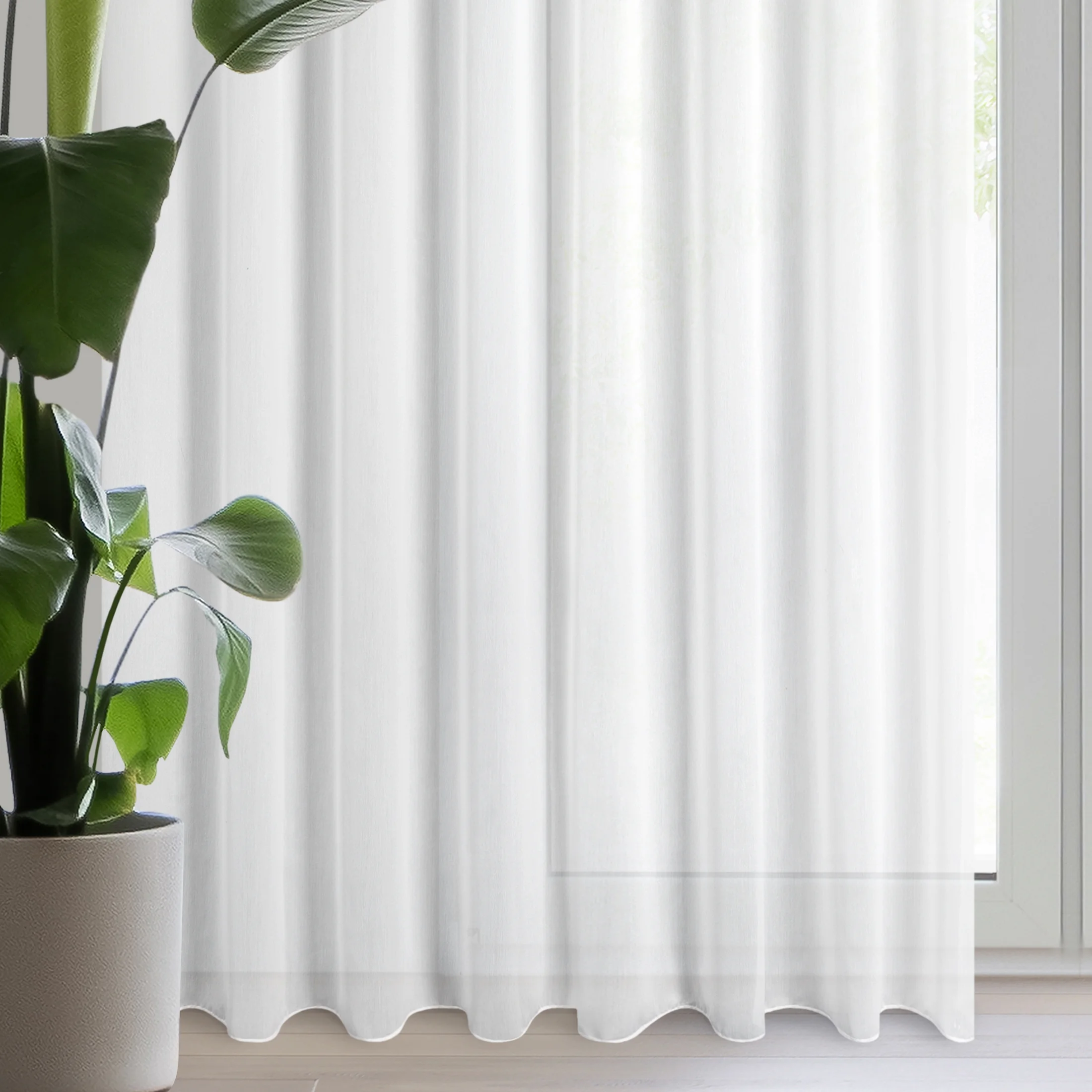 Firana biała z gładkiej matowej tkaniny 300x250 cm przelotka TIRSA |