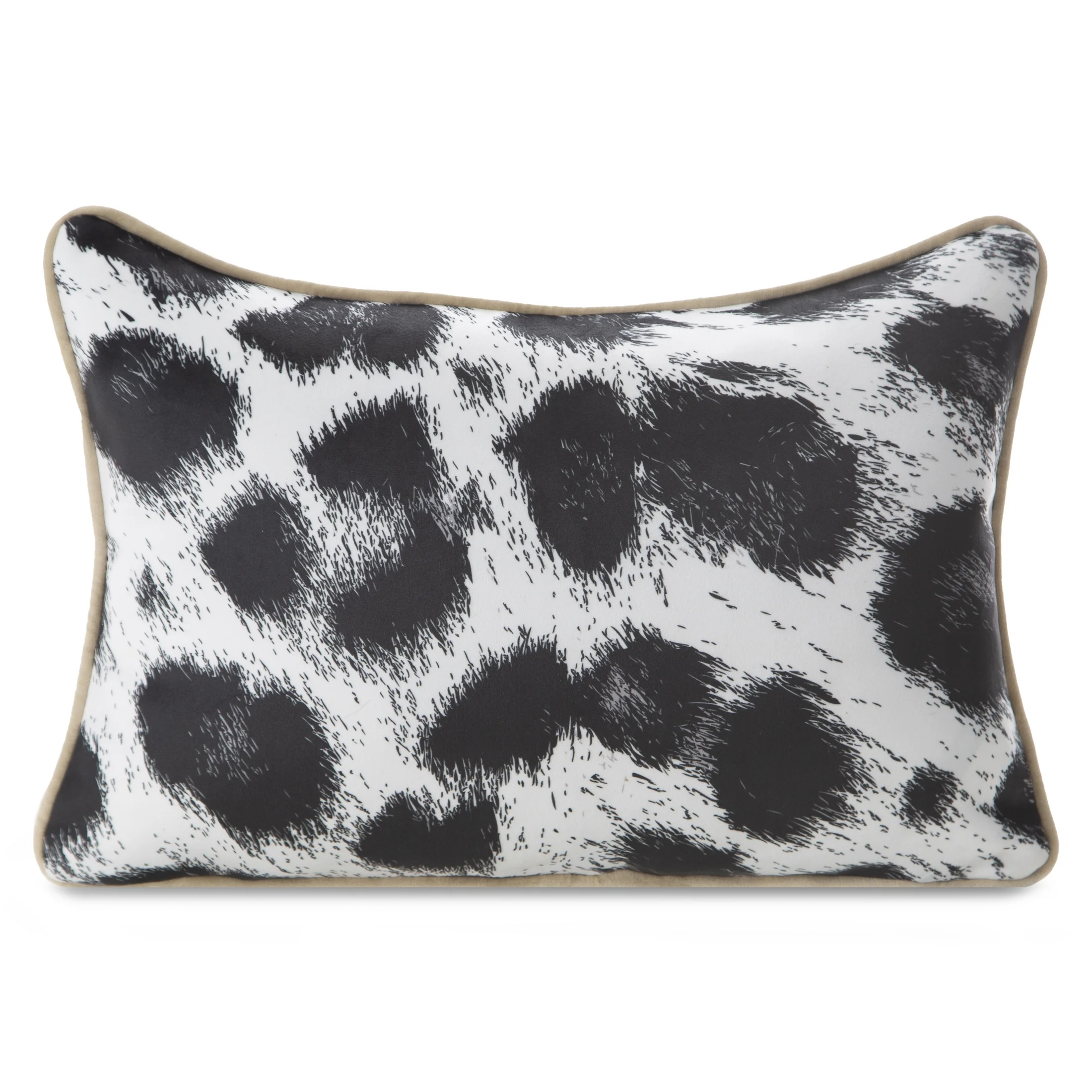 Poszewka na poduszkę 45 x 30 cm welwetowa biało, czarna z designerskim nadrukiem i wypustką na brzegach EWA MINGE