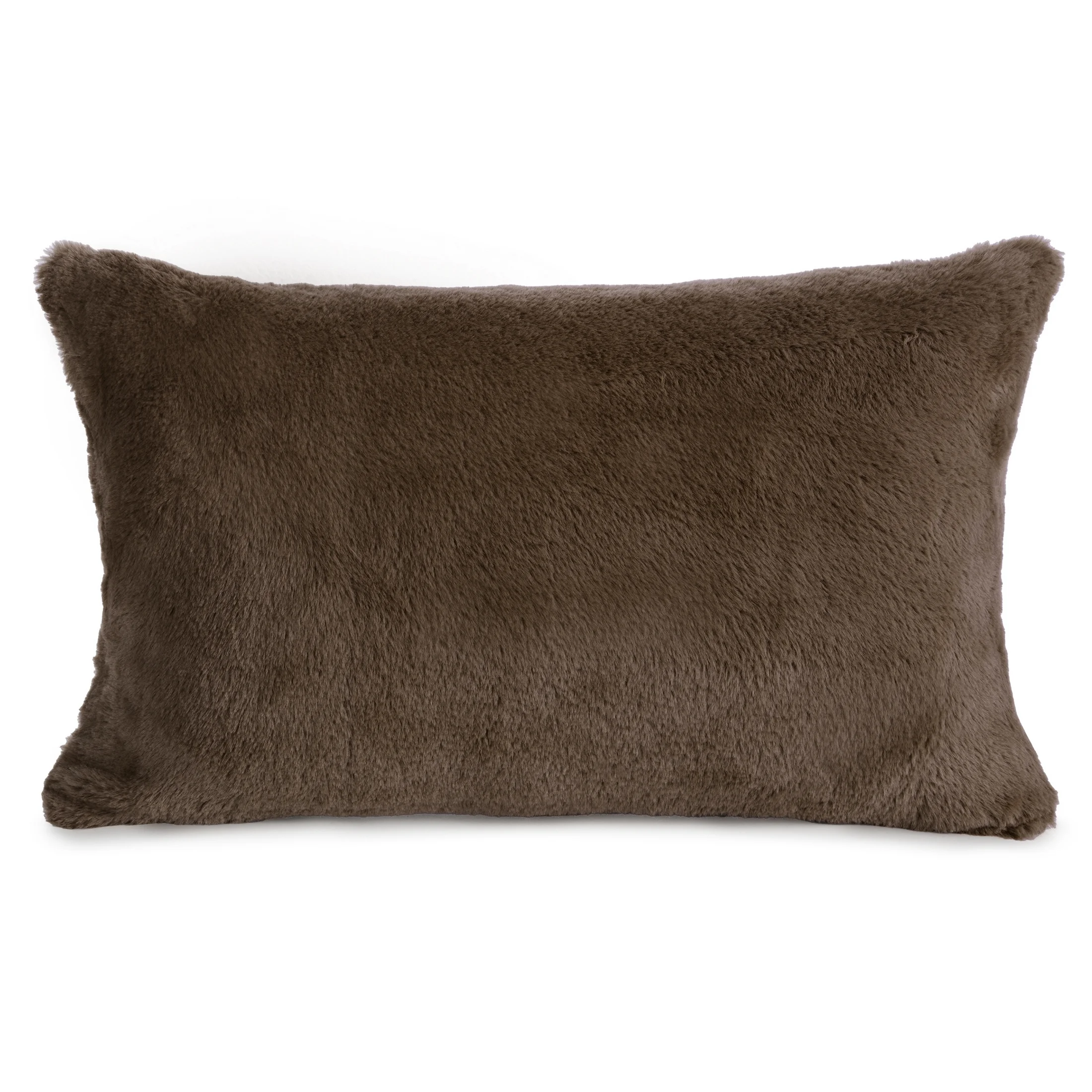 Poszewka na poduszkę 30x50 cm ciemnobrązowa z miękkiej futrzanej tkaniny NINA | eurofirany