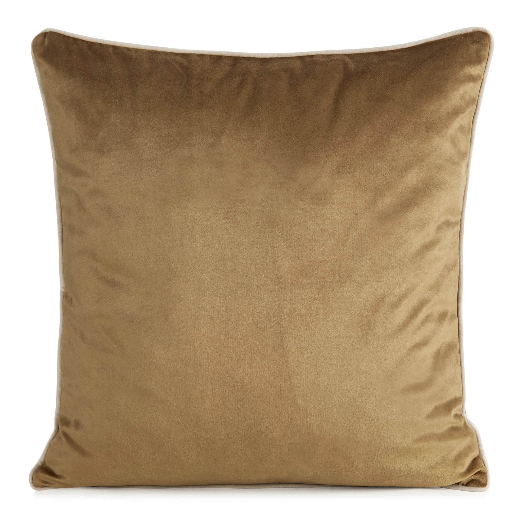 Poszewka na poduszkę 45x45 cm welwetowa kolor miodowy o delikatnym połysku z ozdobną lamówką GAJA 2 | eurofirany