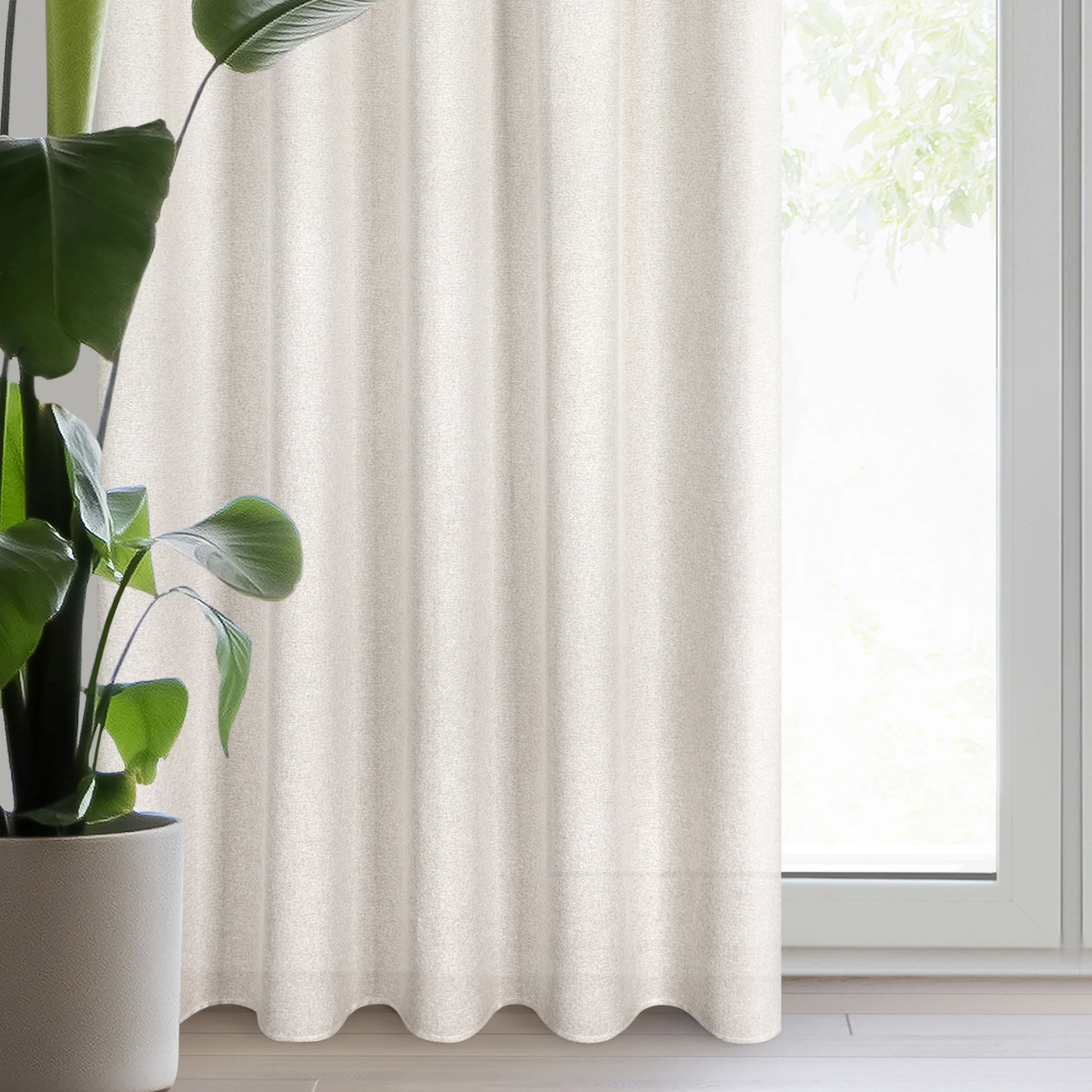 Zasłona jasnobeżowa w stylu eko 140x270 taśma ERIS | eurofirany