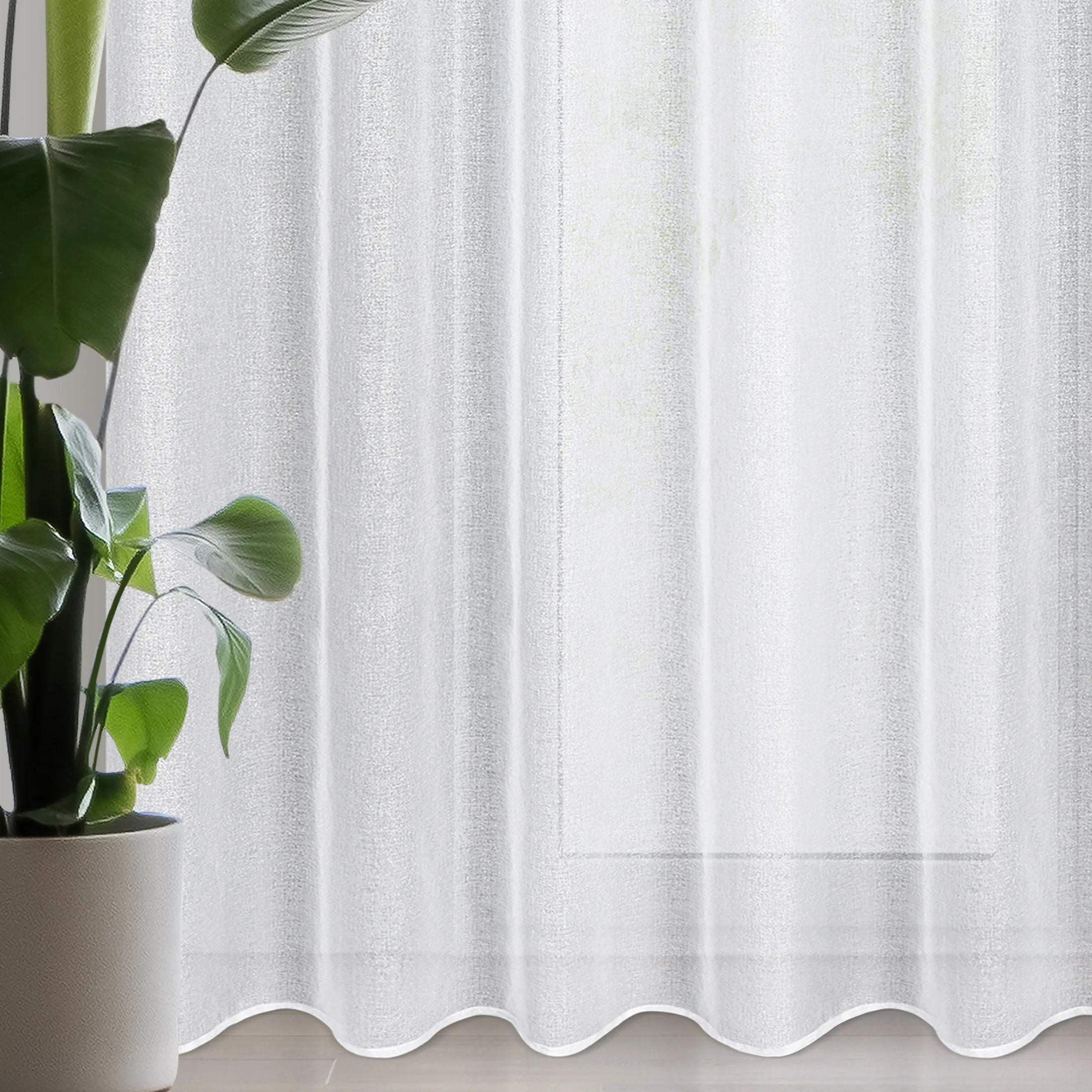 Firana biało, srebrna z gładkiej etaminy z efektem połysku 350x250 cm przelotka LENA | eurofirany