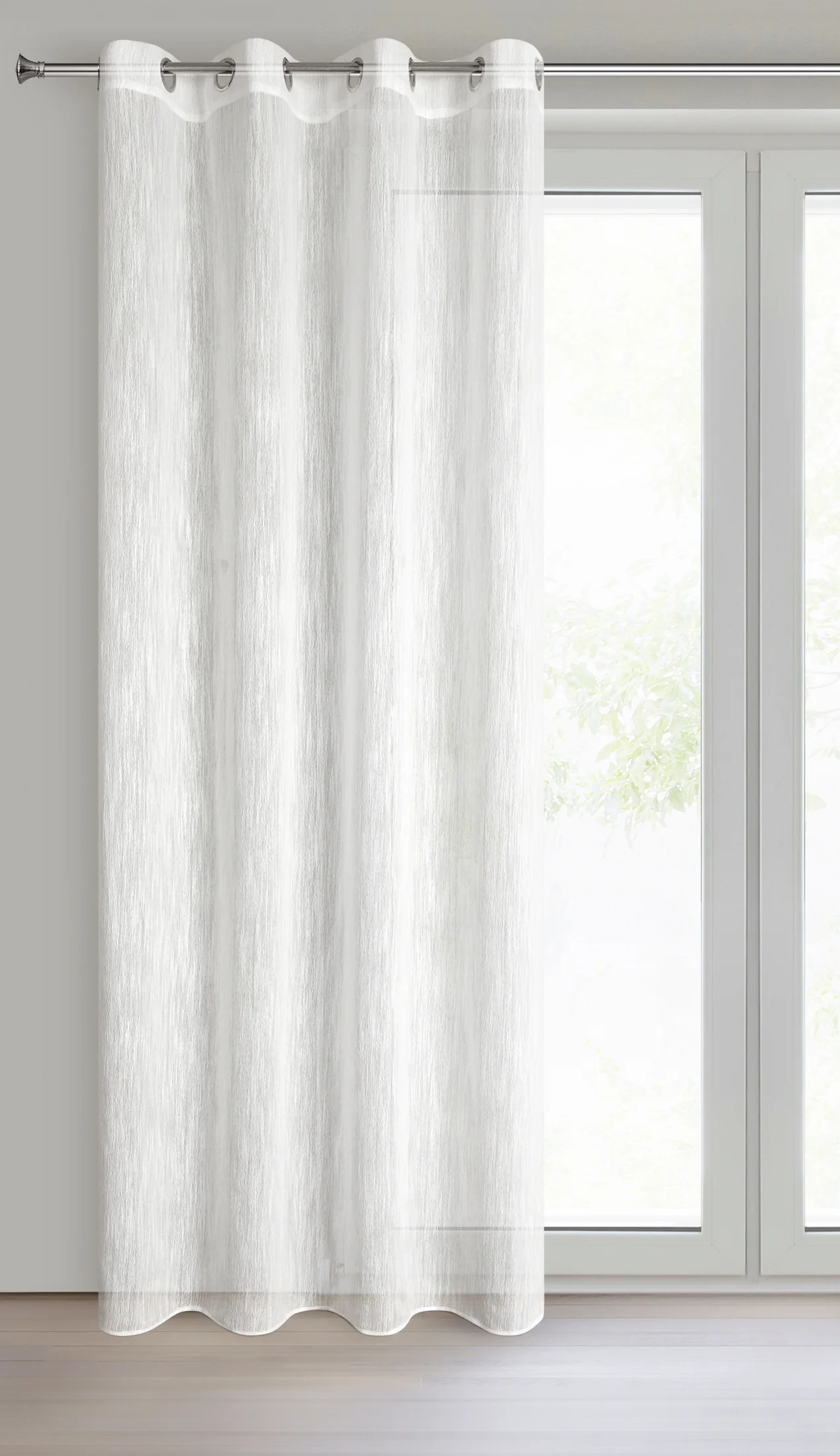 Firana biała o strukturze deszczyku 140x250 cm przelotka ADELE