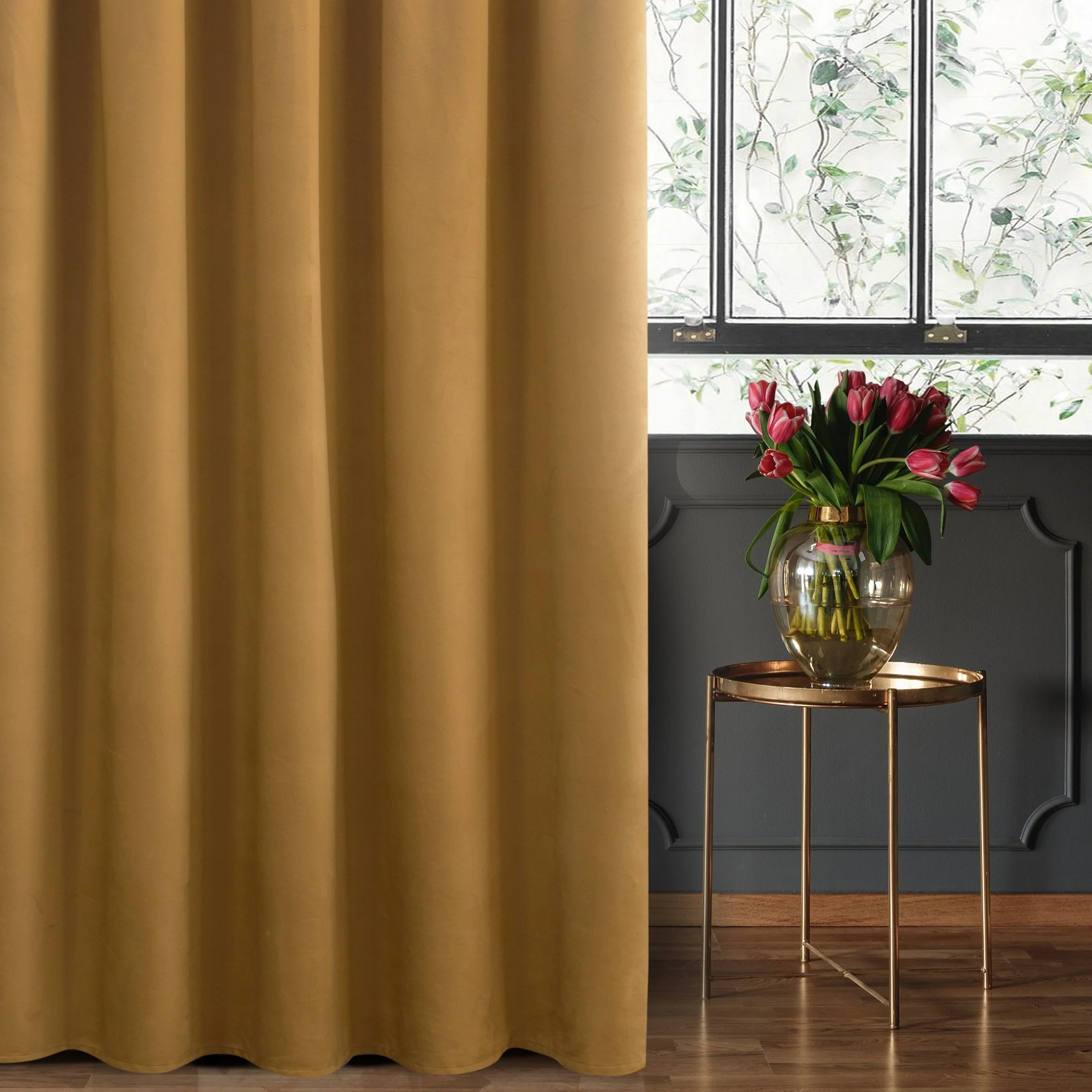 Zasłona welwetowa miodowa gładka 140x270 taśma - SIBEL - Pierre Cardin | eurofirany