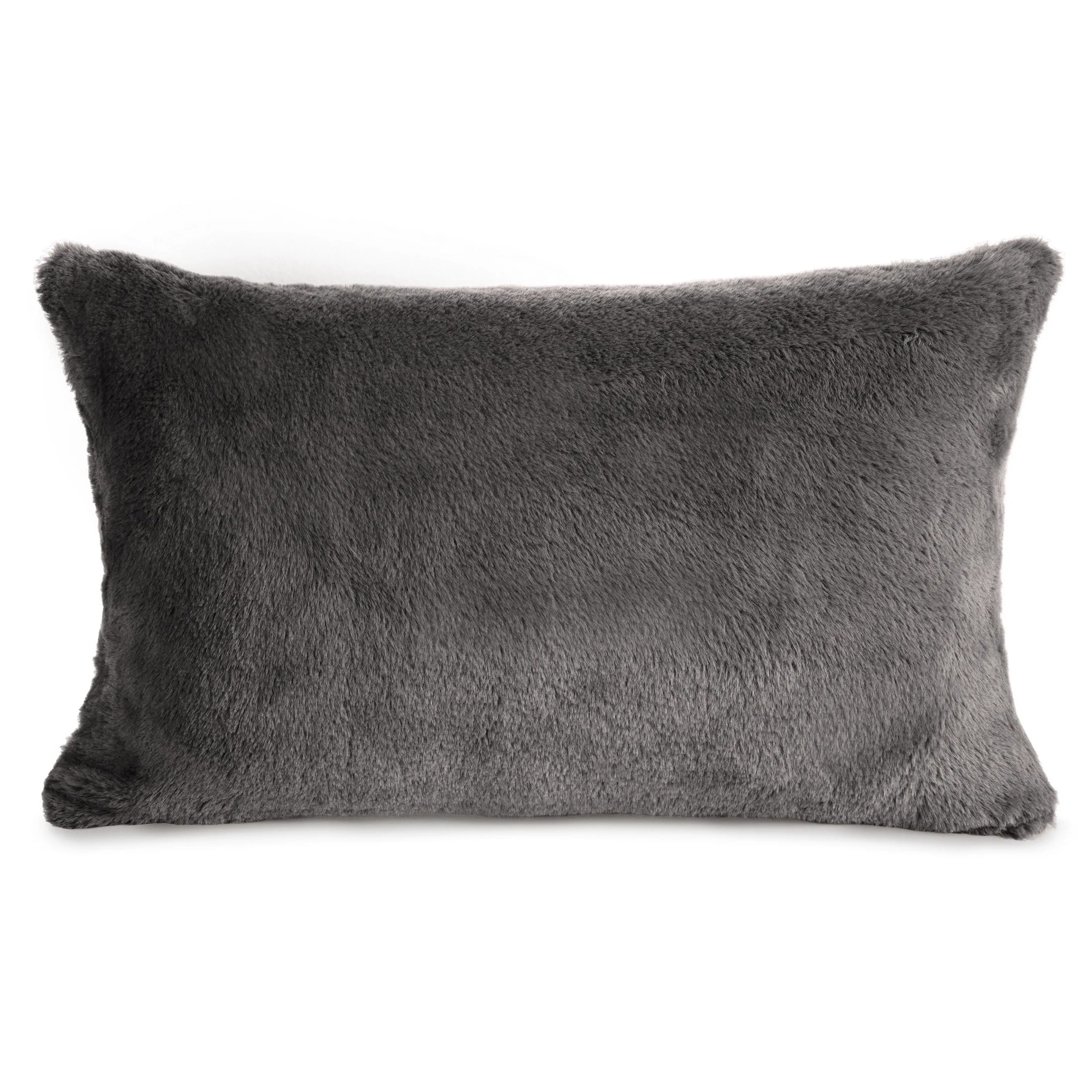 Poszewka na poduszkę 30x50 cm stalowa z miękkiej futrzanej tkaniny NINA | eurofirany
