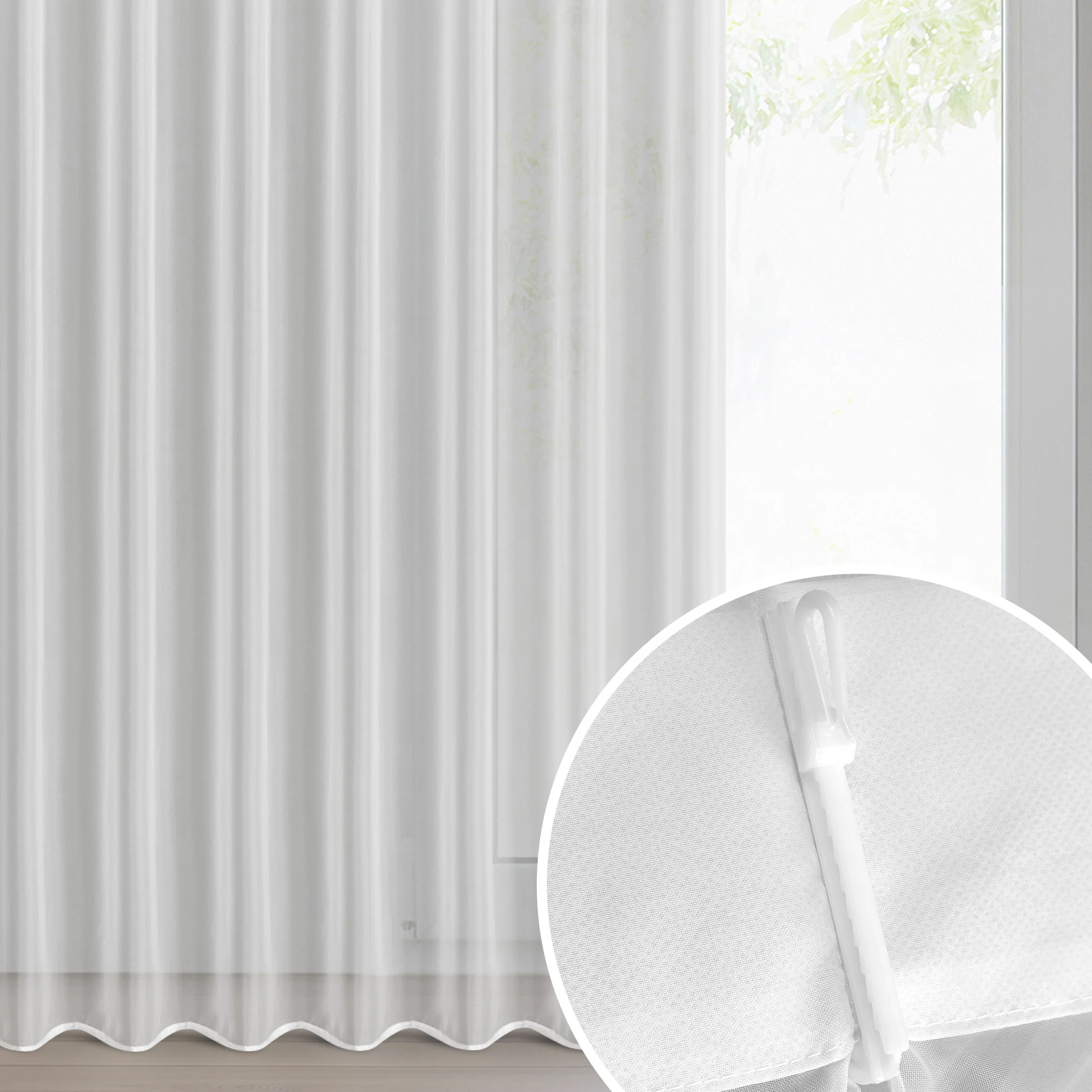 Firana biała z woalu 80x270 cm (wymiar podany na gotowo) z systemem flex - LUCY | eurofirany