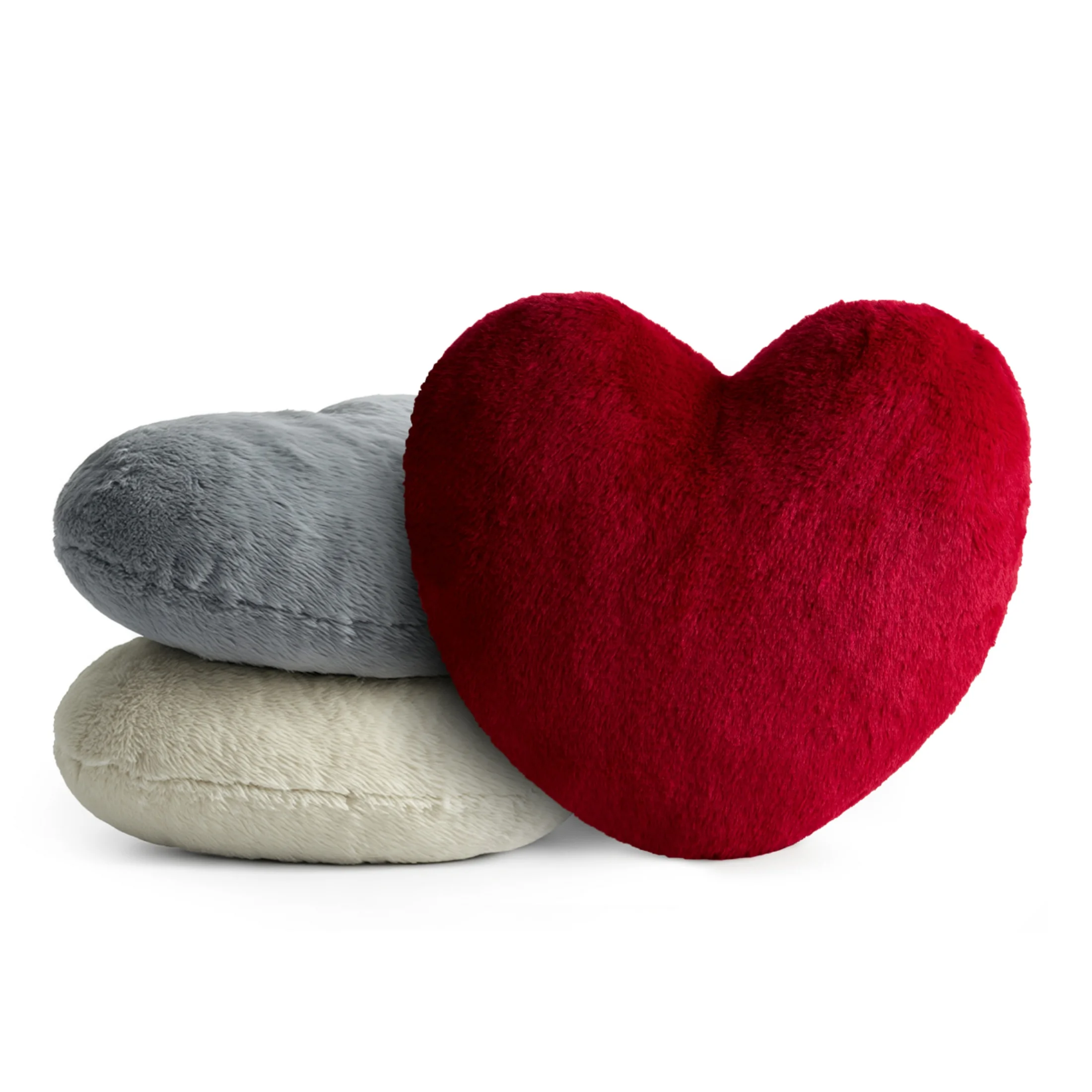 Poduszka w kształcie serca 45x45 cm z przyjemnego futerka pudrowa