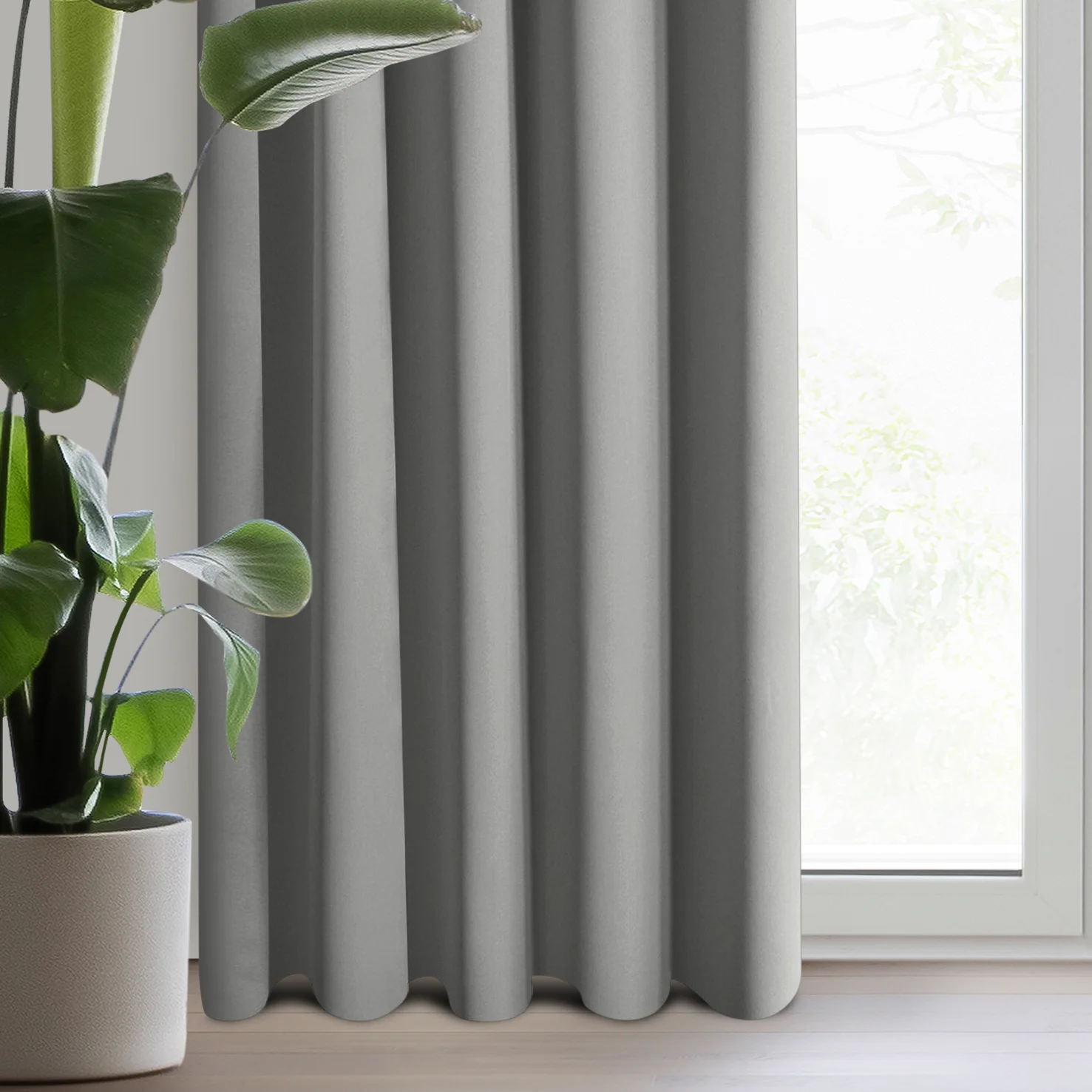 Zasłona szara zaciemniająca gładka półmatowa 135x270 cm taśma - LOGAN | eurofirany