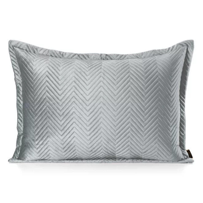 Poszewka na poduszkę 50x70 cm welwetowa, srebrna pikowana w jodełkę metodą hot press SOFIA Eurofirany Premium