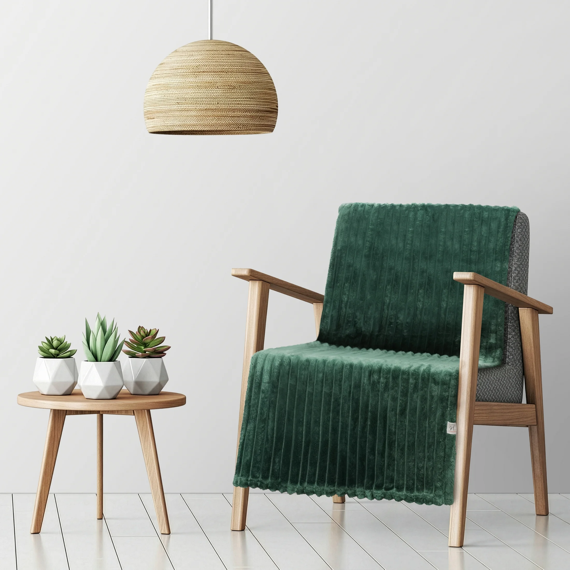 Narzuta na fotel - koc 70x160 cm ciemnozielona z wytłaczanym wzorem i efektem 3D SOFT Design 91 | eurofirany