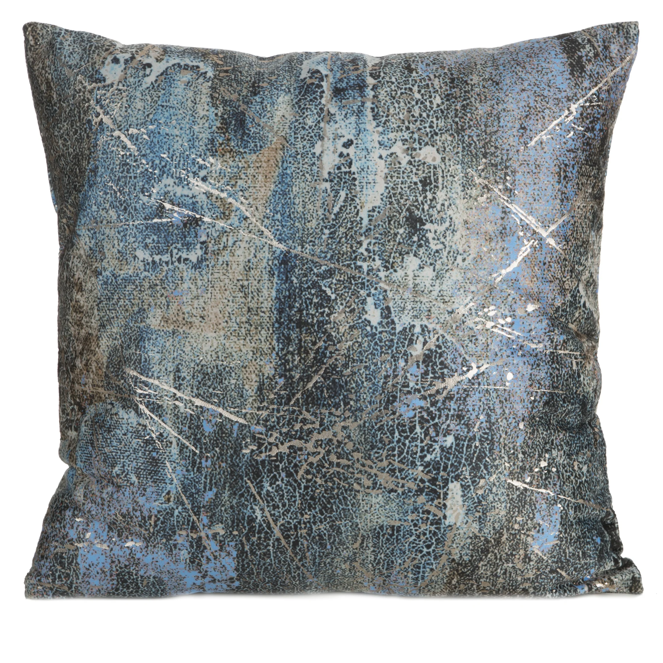 Poszewka na poduszkę 45x45 cm welwetowa turkusowa zdobiona metalicznym wzorem ESTER | eurofirany