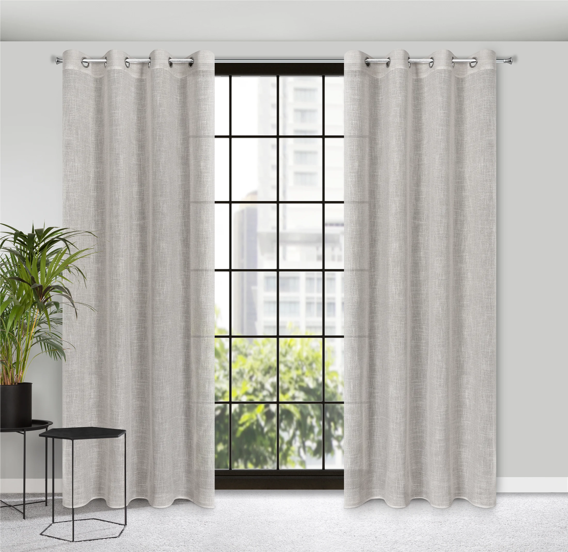 Zasłona szara o strukturze płótna 140x250 cm przelotka - NEL