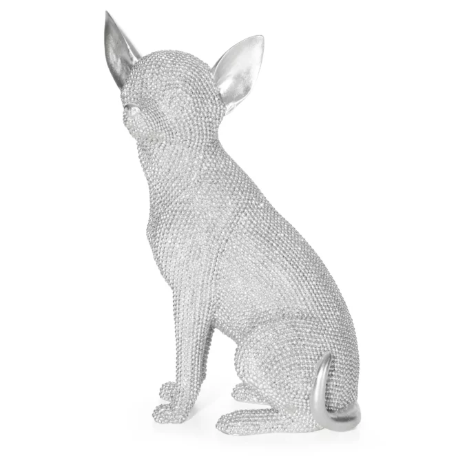 Figurka srebrna pies o drobnym strukturalnym wzorze 16x11x26cm ELDO 2