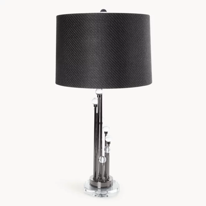 Lampa stołowa do pokoju grafitowa zdobiona kryształkami 38 x 75 cm ISLA