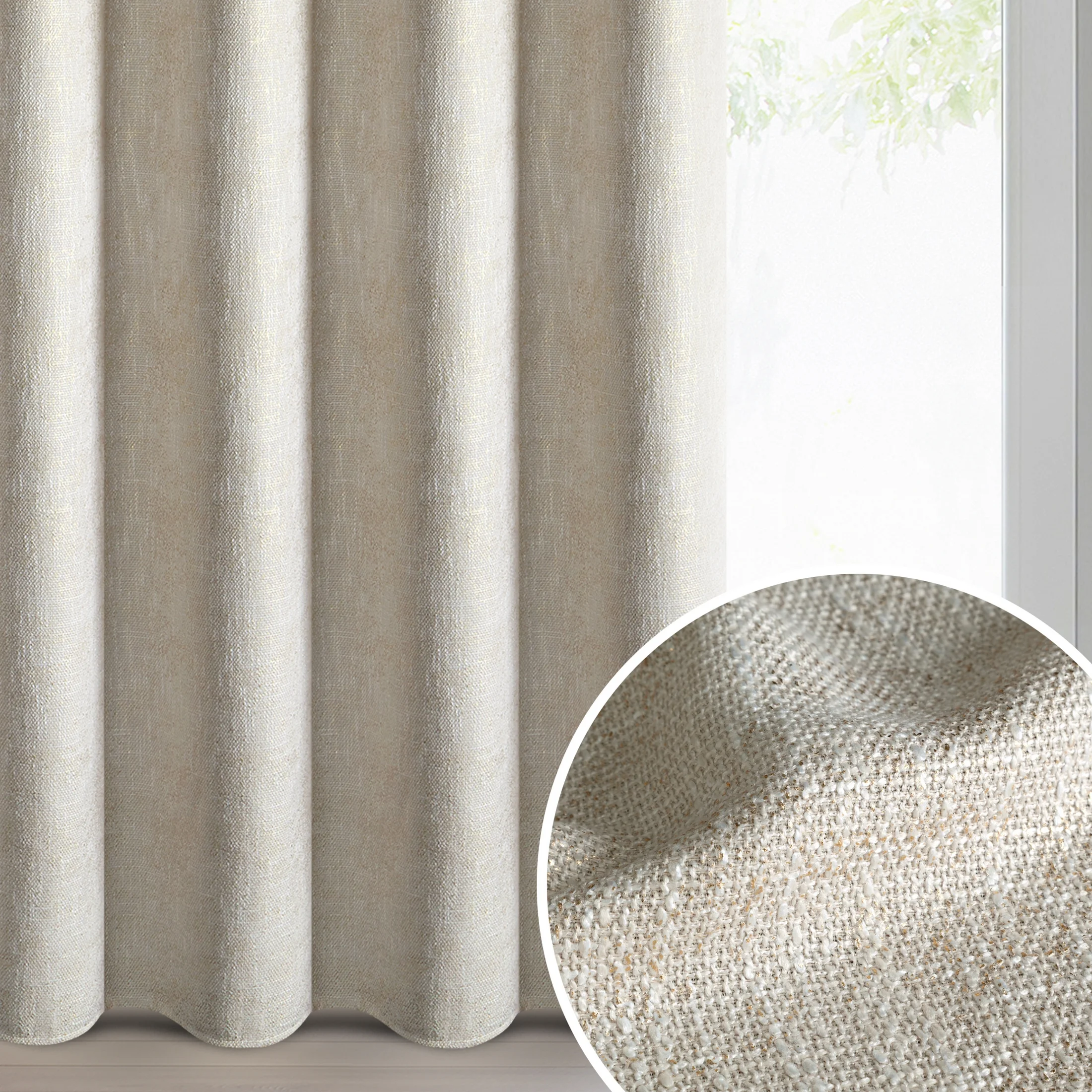 Zasłona szampańska z szenilowej tkaniny z błyszczącą nicią 140x250 cm złota przelotka - BITSY | eurofirany