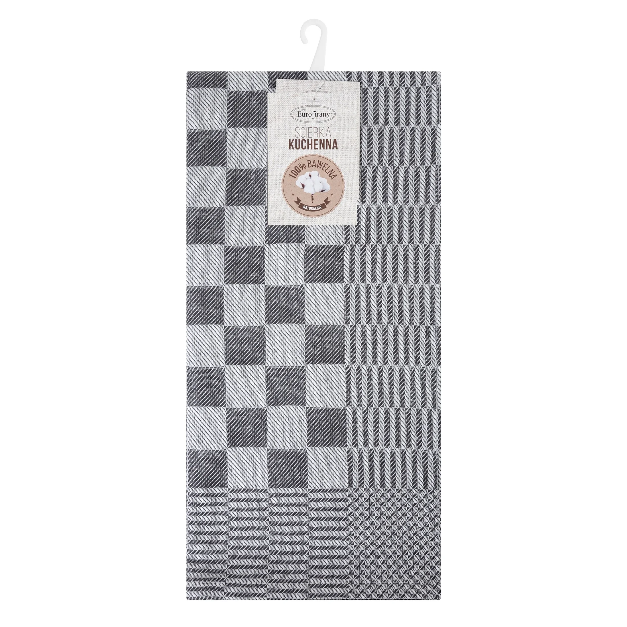 Komplet ściereczek kuchennych 2szt 50x70 cm bawełniany kolor stalowy zdobionych motywem szachownicy 200 g/m2 MAURO