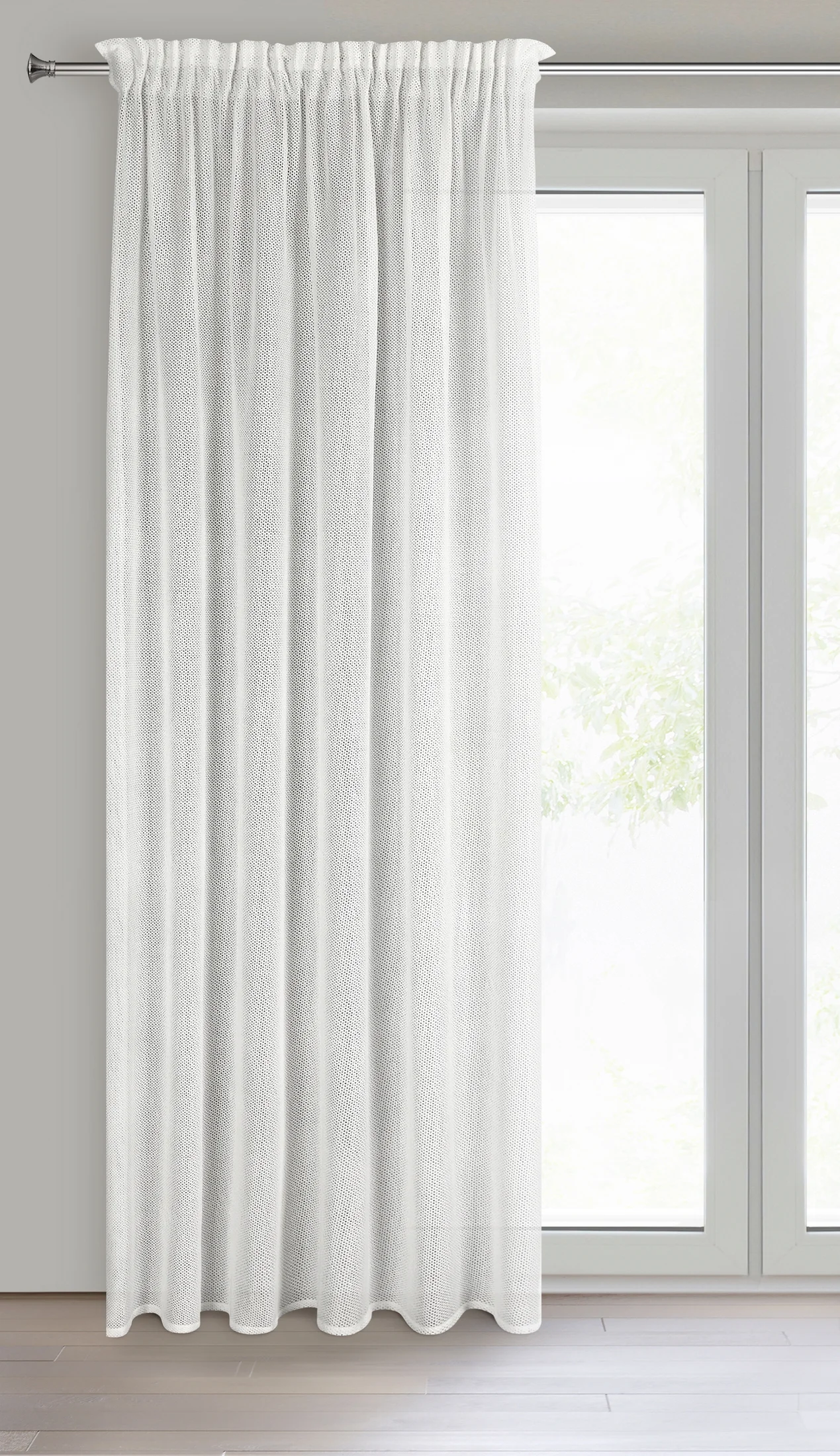 Zasłona biała z siateczki 140x270 cm taśma - ALEKSA