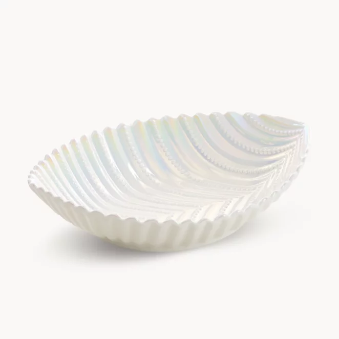 Misa ceramiczna dekoracyjna perłowa w kształcie łódeczki 24x18x7 cm NELA